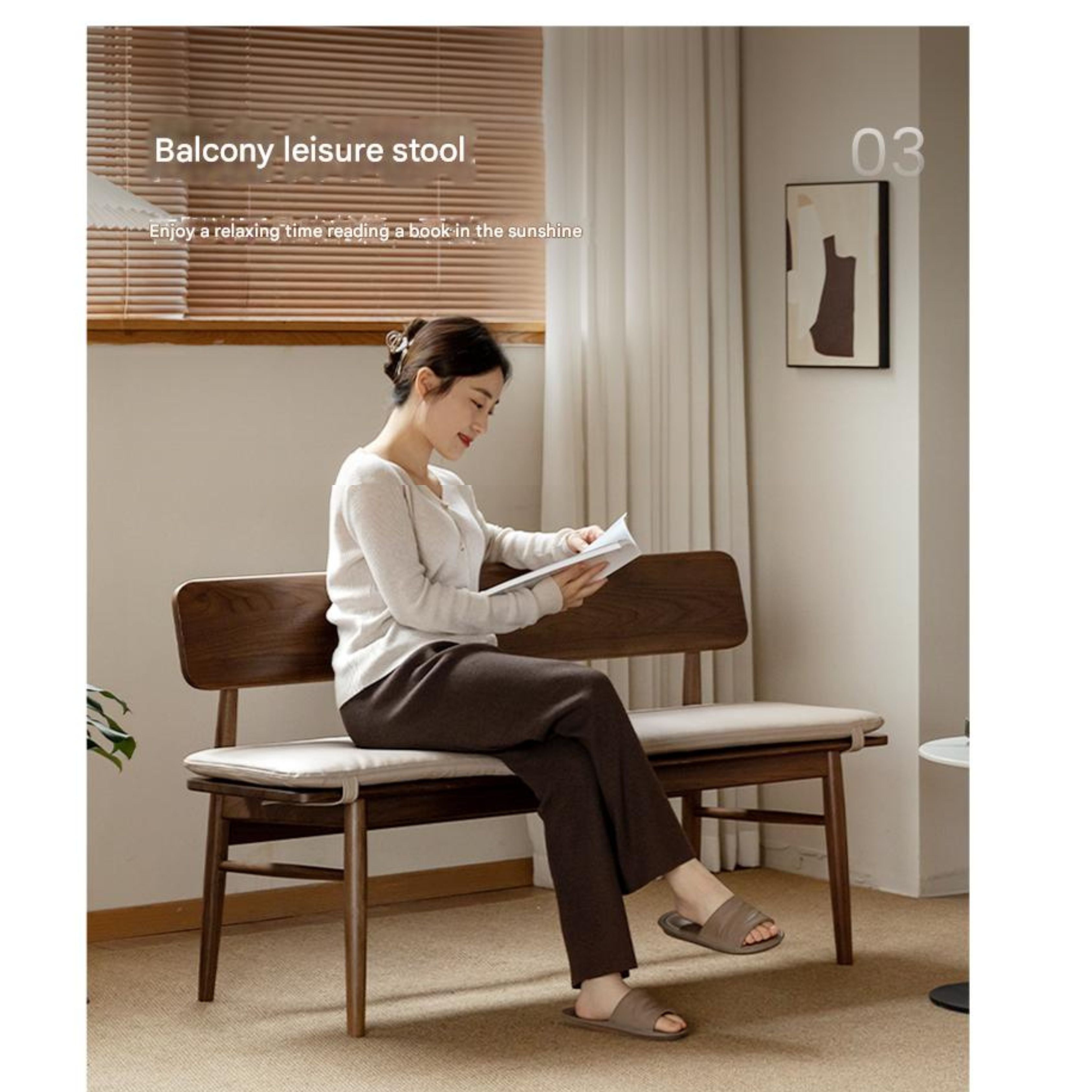 Black Walnut Solid Wood Long Bench