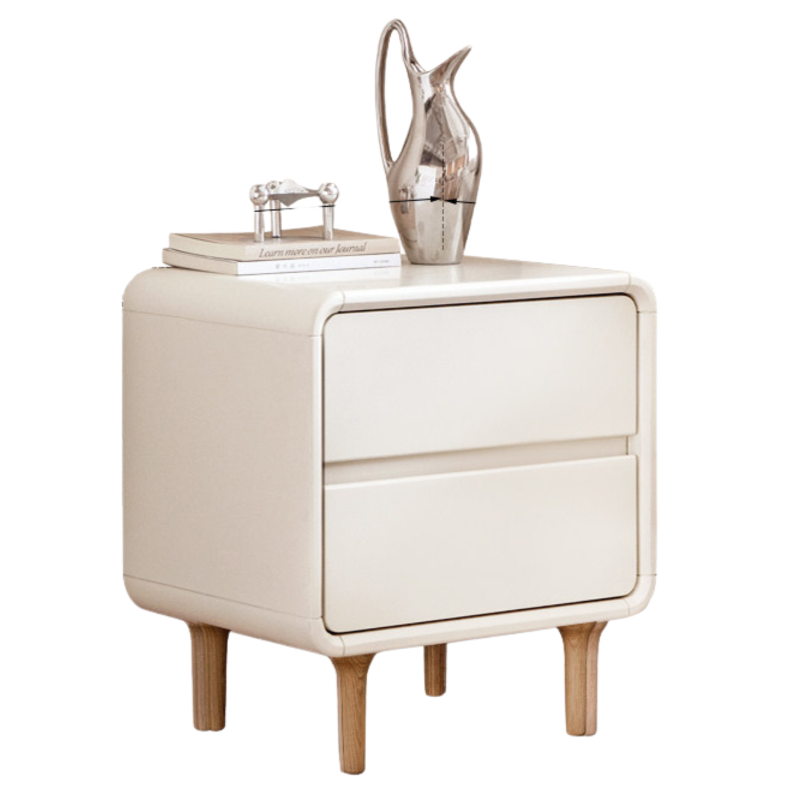 Solid Rubberwood Creamy Candy Style Nightstand.
