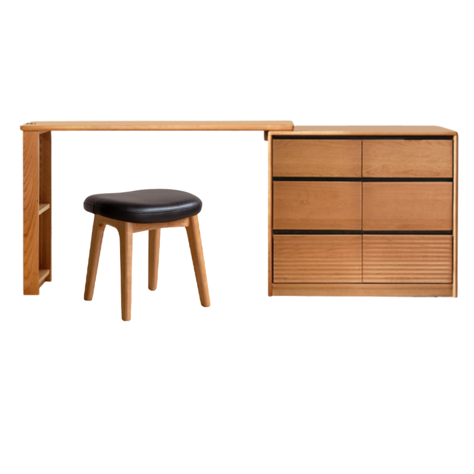 Сherry Solid Wood Retro Corner Vanity Table.