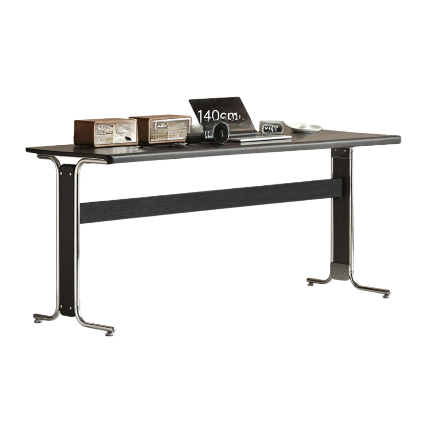 Oak, Ash Solid Wood Bauhaus Black Computer Desk.