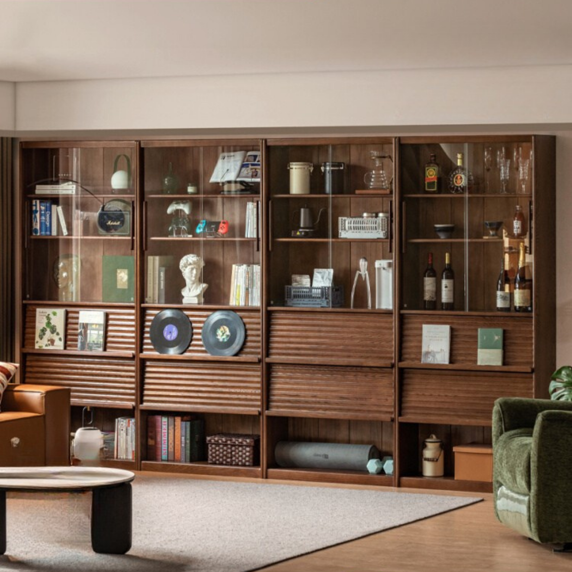 Oak Solid Wood Dustproof Bookcase