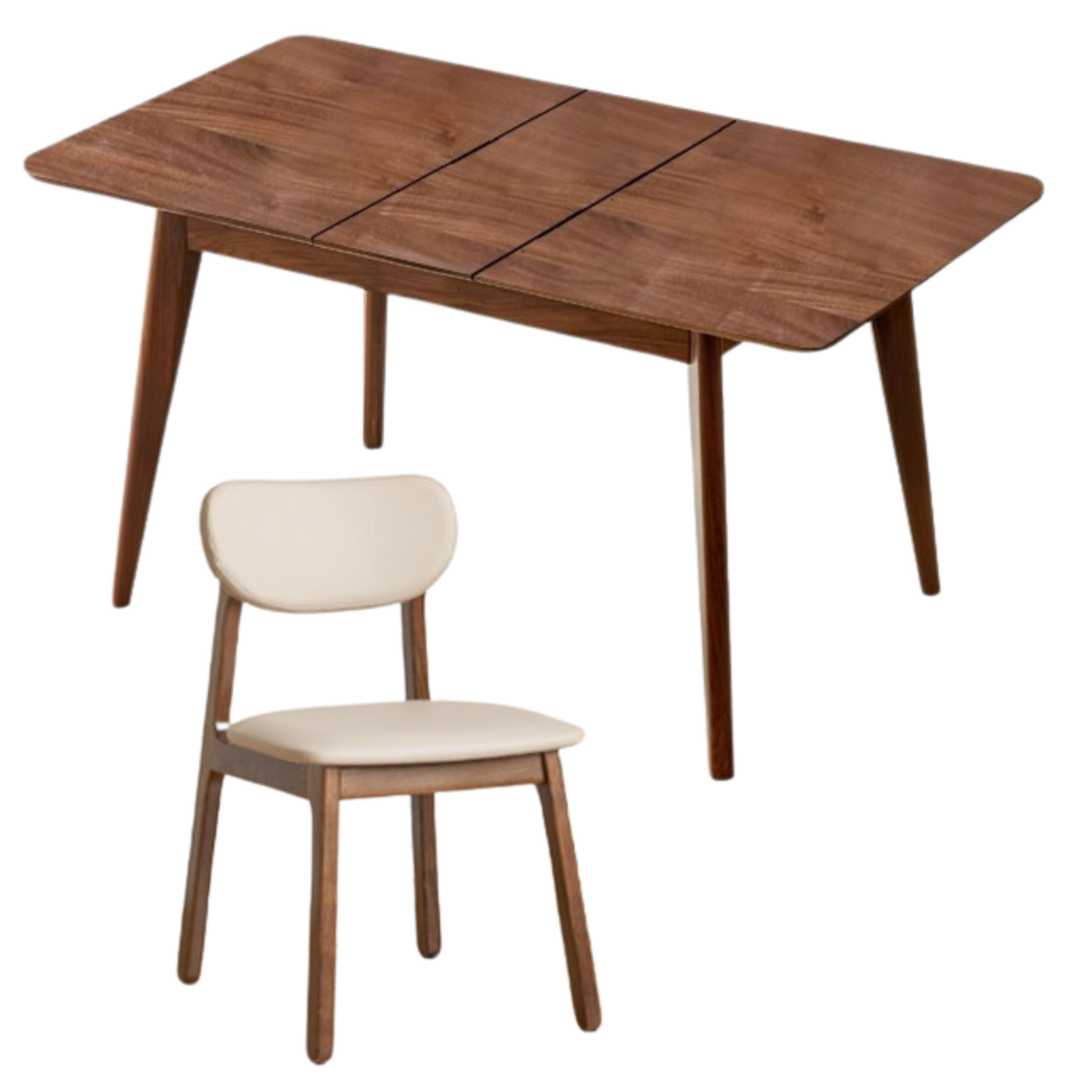 Black Walnut, Ash Solid Wood Telescopic Rock Slab Dining Table