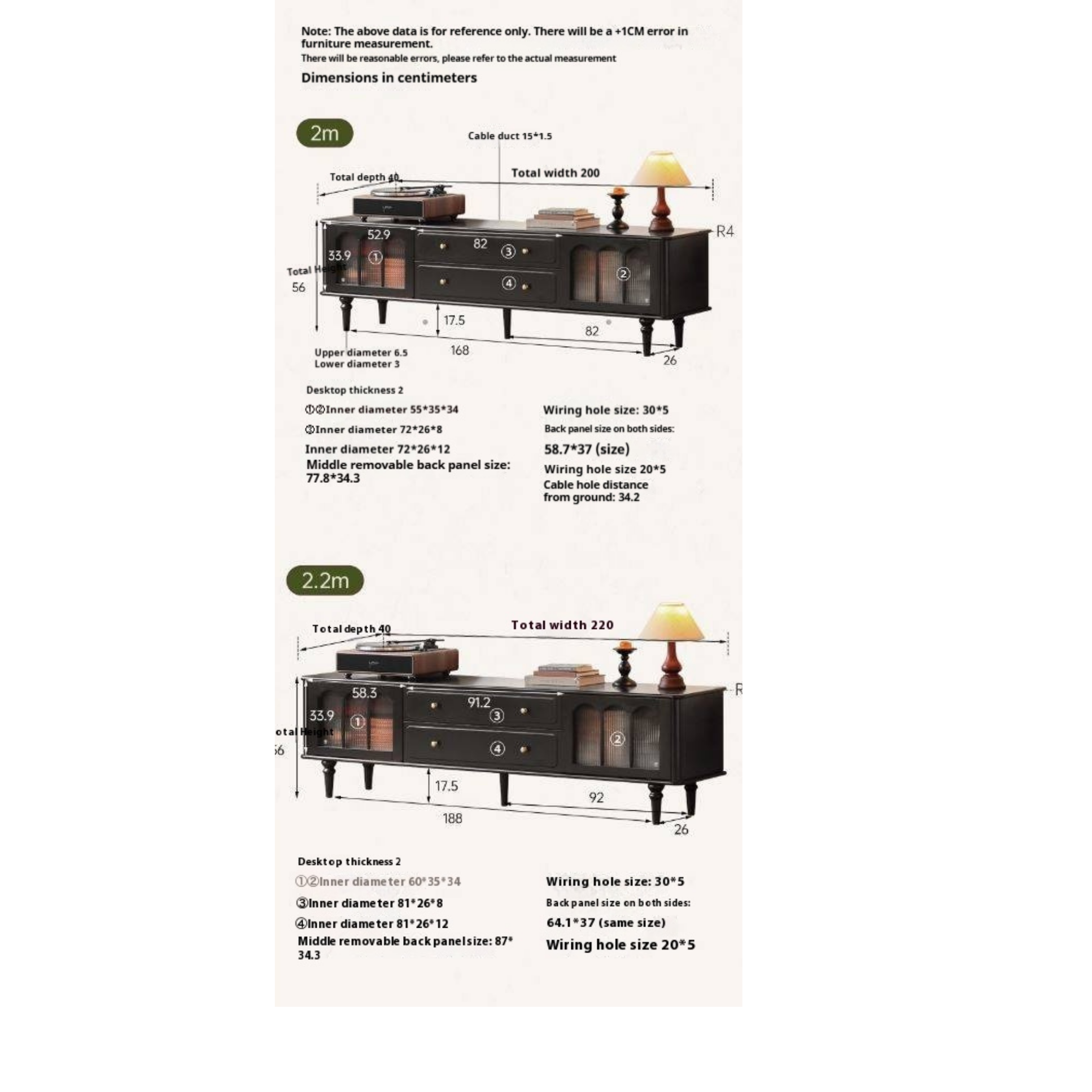 Solid RubberWood French Retro TV Stand