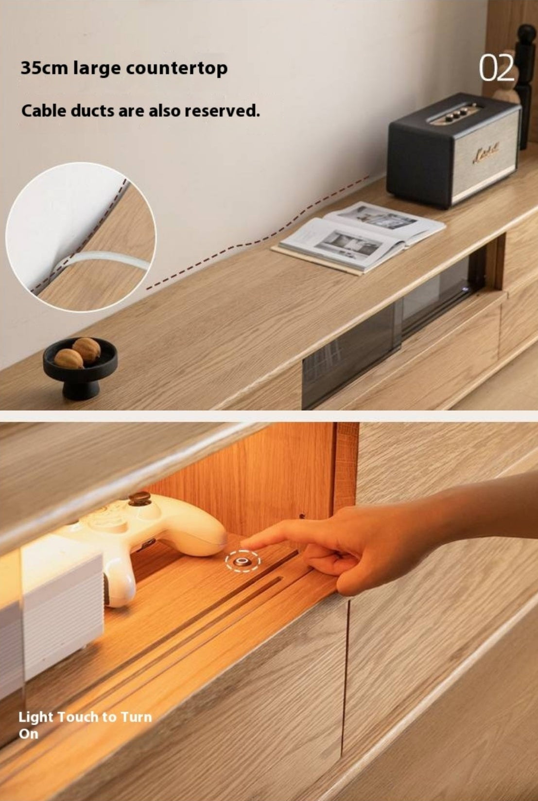 White Oak, Ash Solid Wood Wabi-sabi Style TV Cabinet