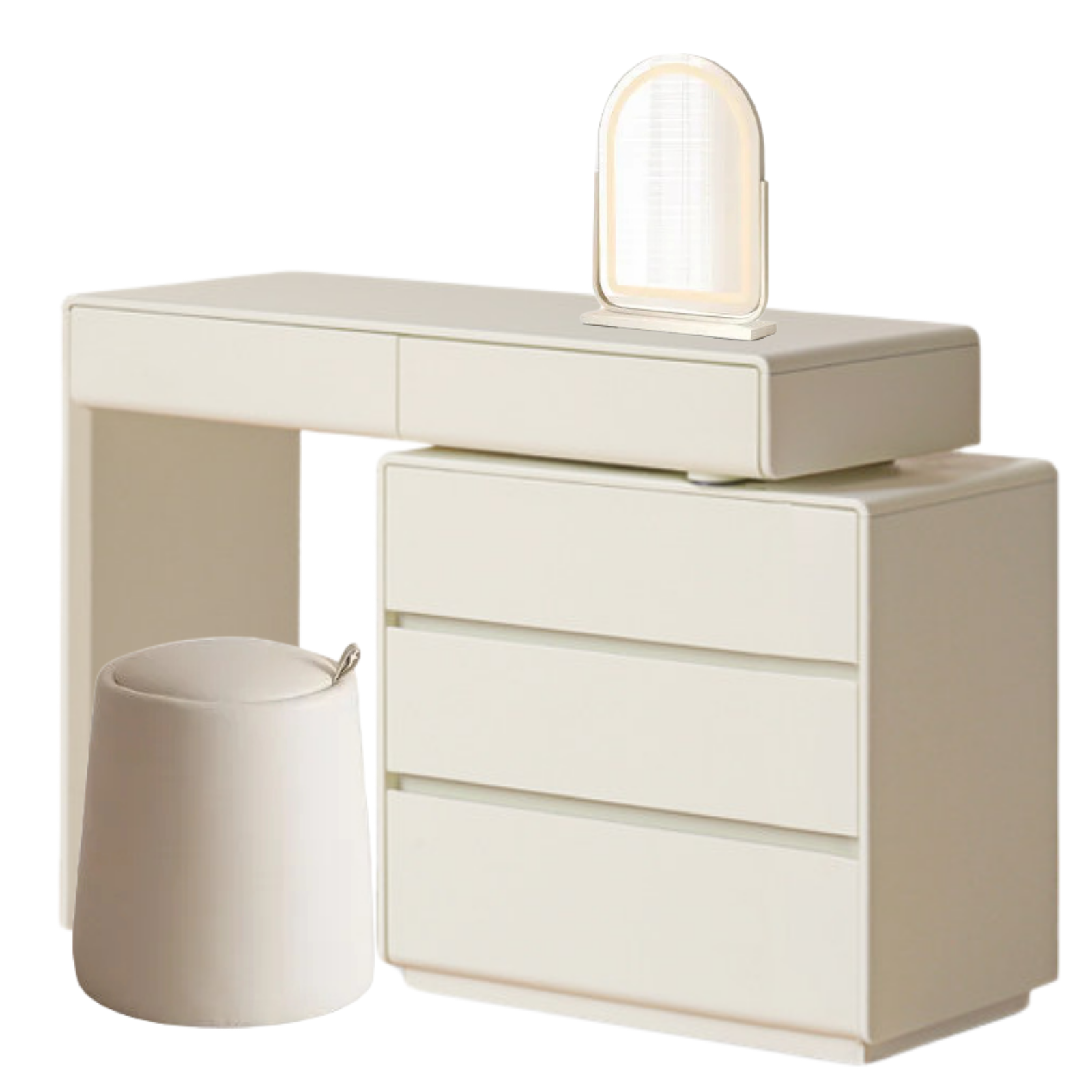 Tulipwood, Solid Rubberwood L-Shape Vanity Table.