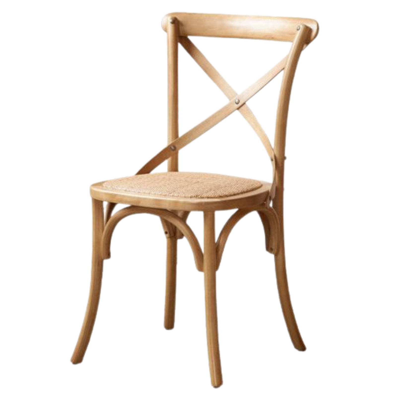 4 pcs -White Oak Solid Wood French Country Cross Back Dining Chair with Rattan Seat