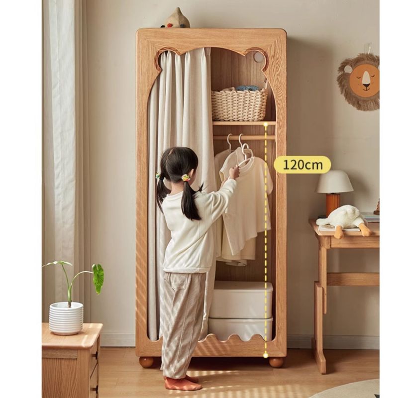 Beech Solid Wood Children's Wardrobe.