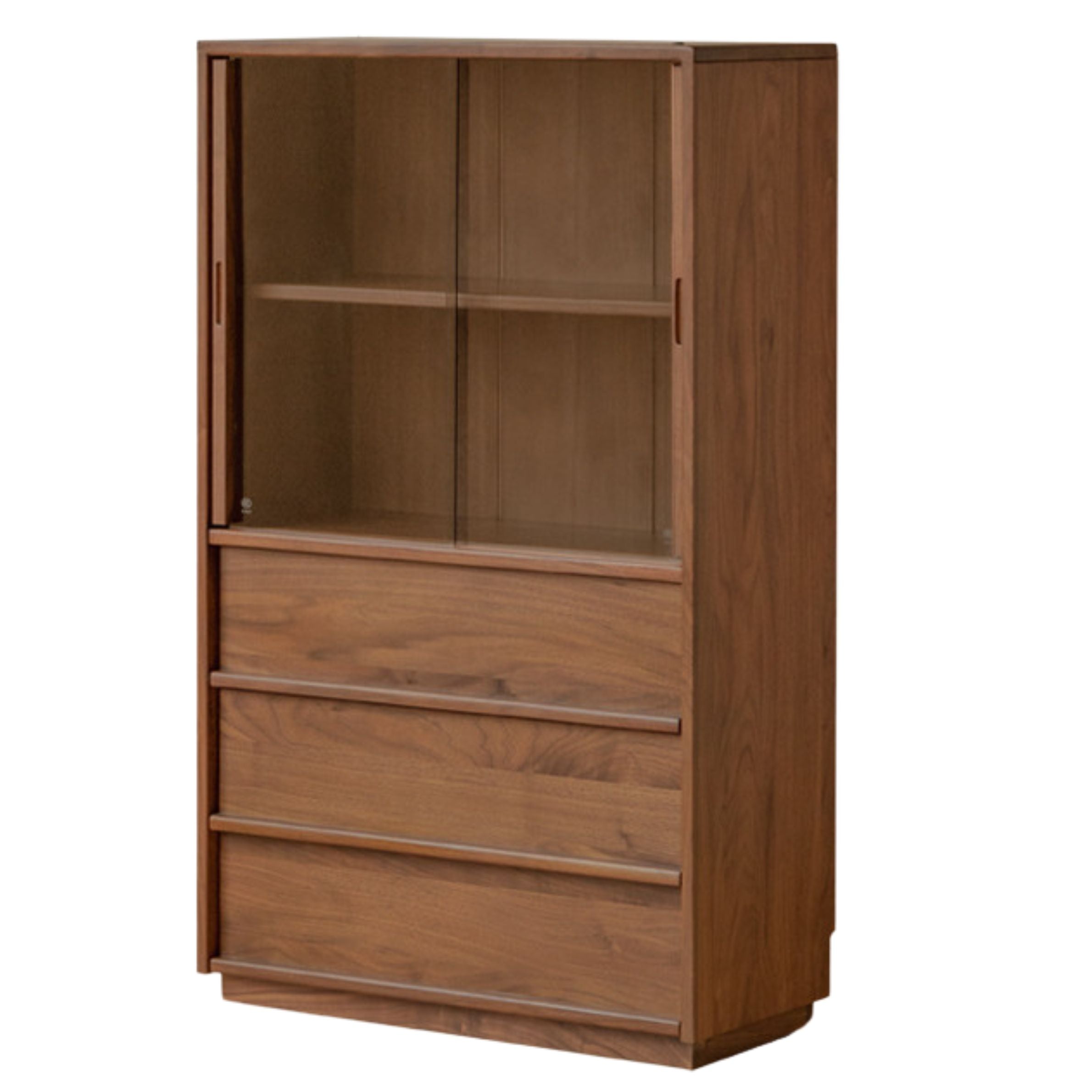 Black Walnut Solid Wood Wabi-Sabi Style Floor Side Cabinet.