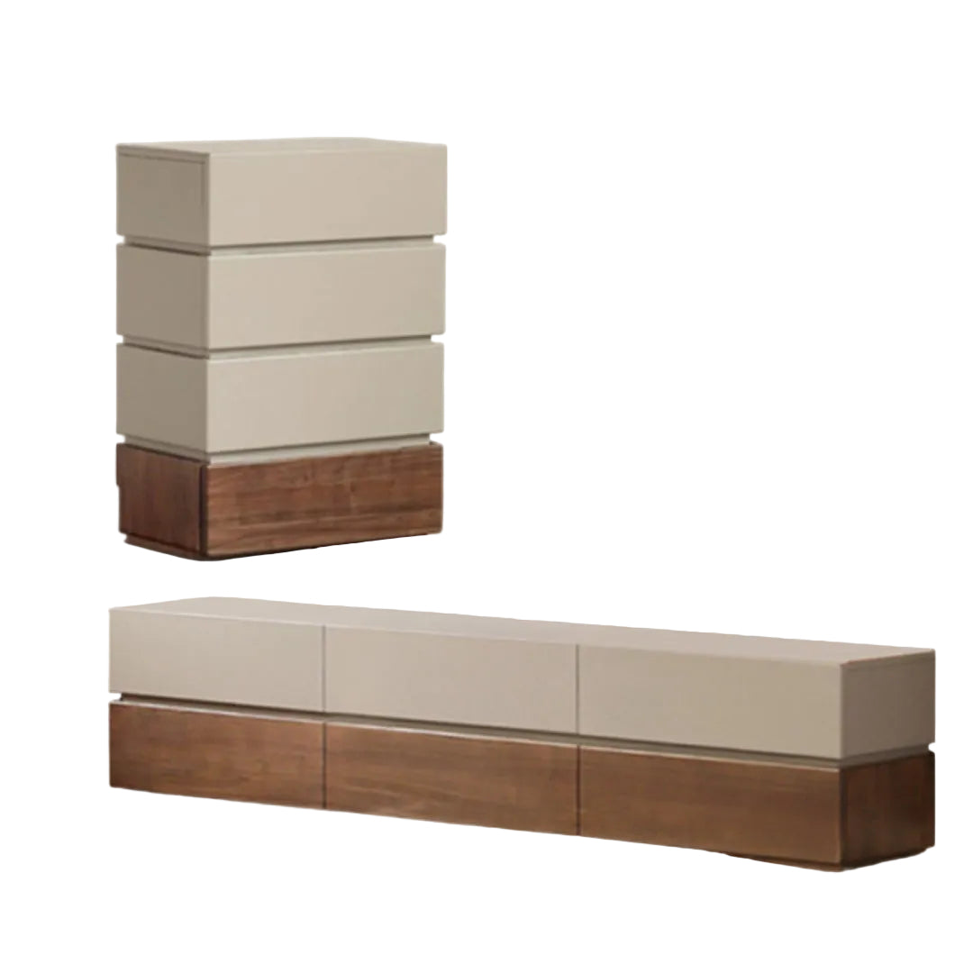 Black Walnut, Poplar Solid Wood Italian Light Luxury Side Cabinet.