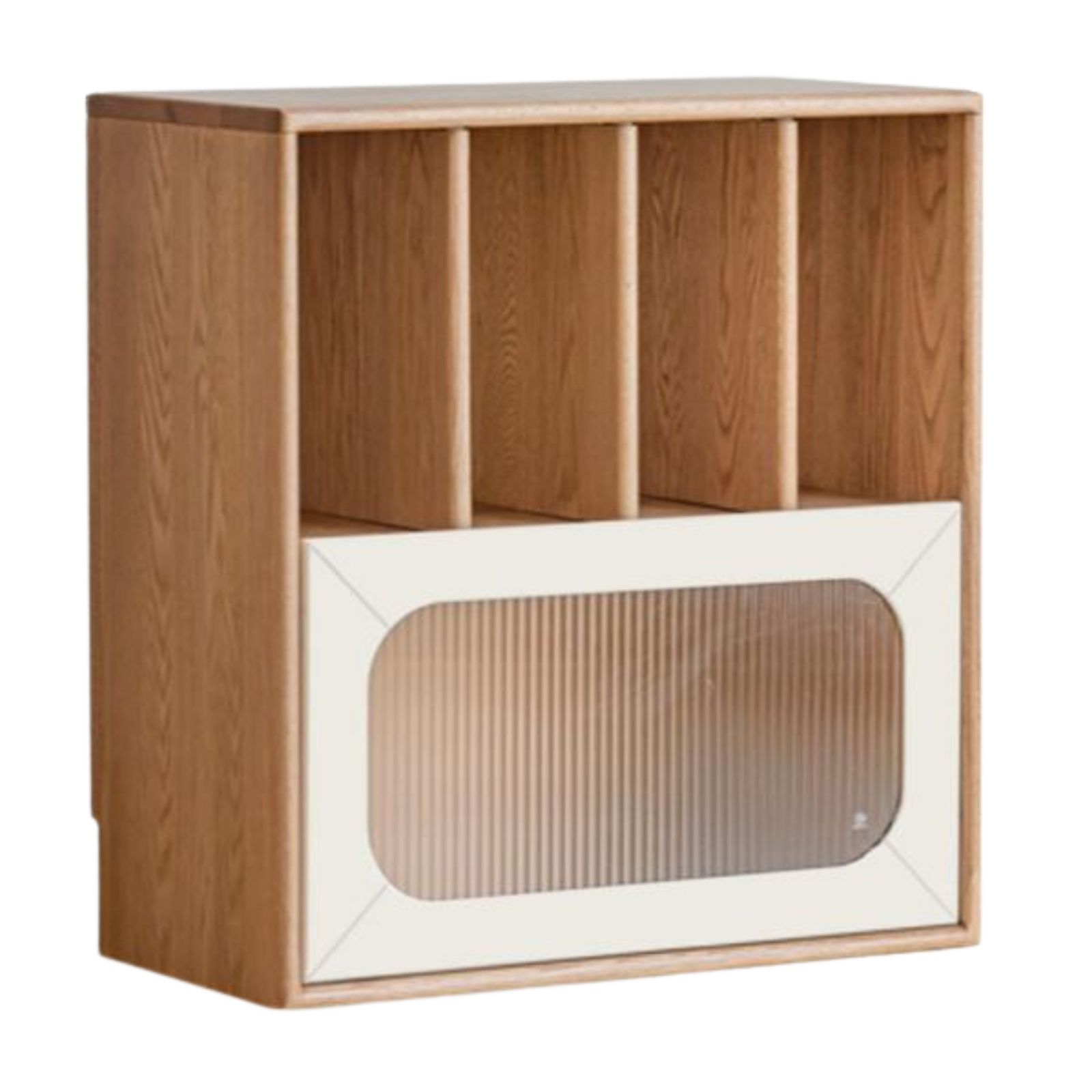 Oak, Beech Solid Wood Cream Style Module Combination Bookcase