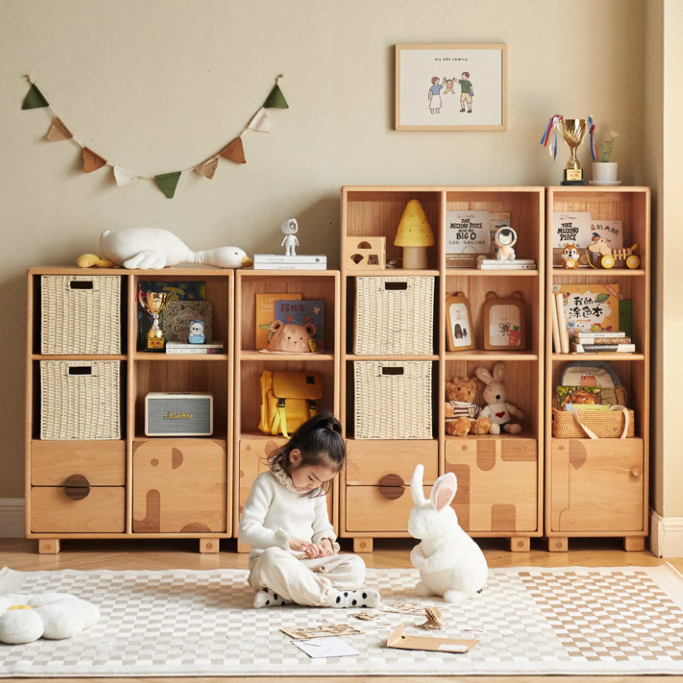 Beech Solid Wood Floor Children's Bookcase