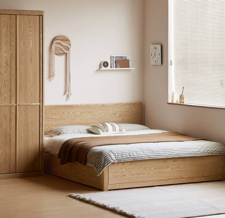 Ash Solid Wood Box Bed Modern Simple