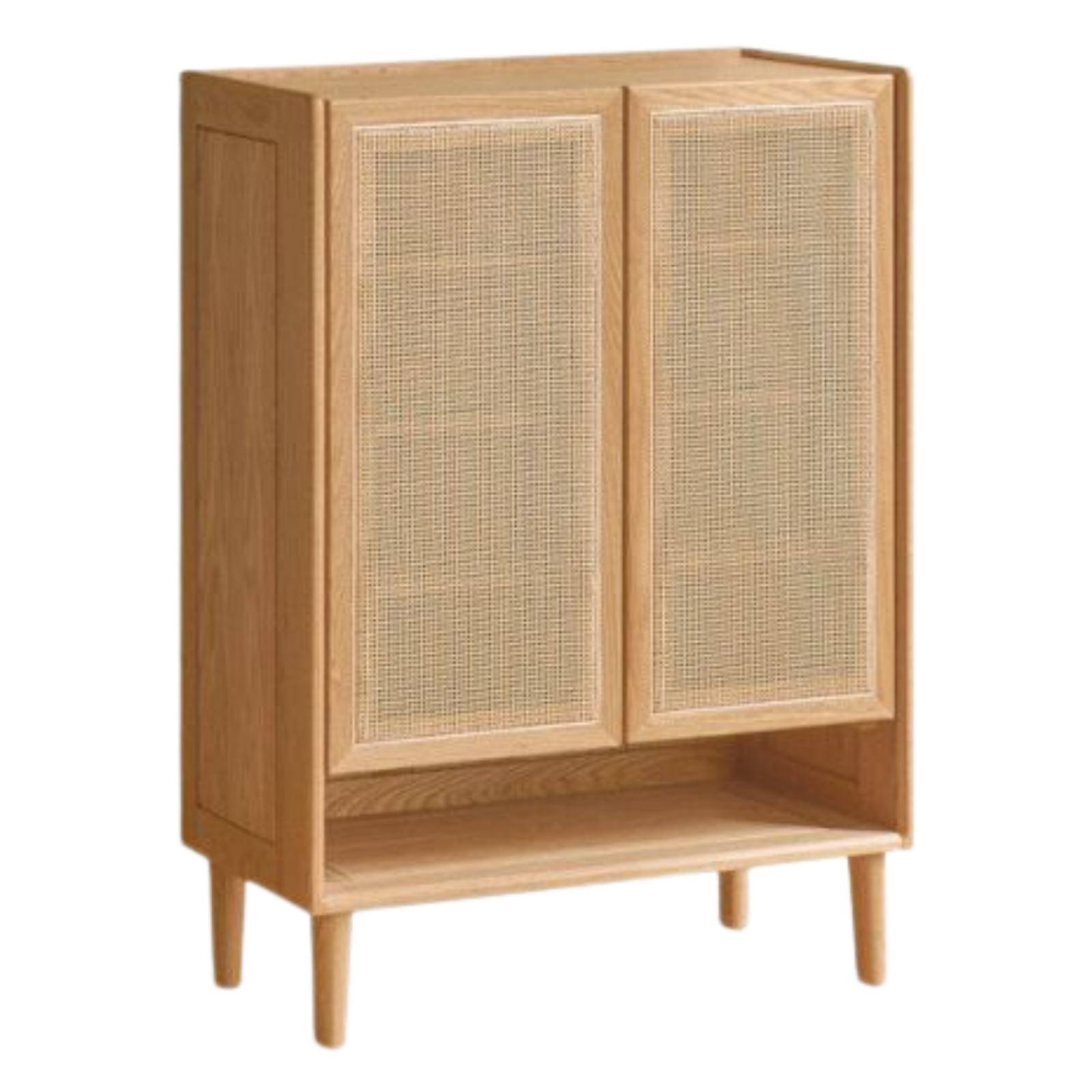 Oak Solid Wood Shoe Cabinet with Large Capacity and Vine Weaving Design