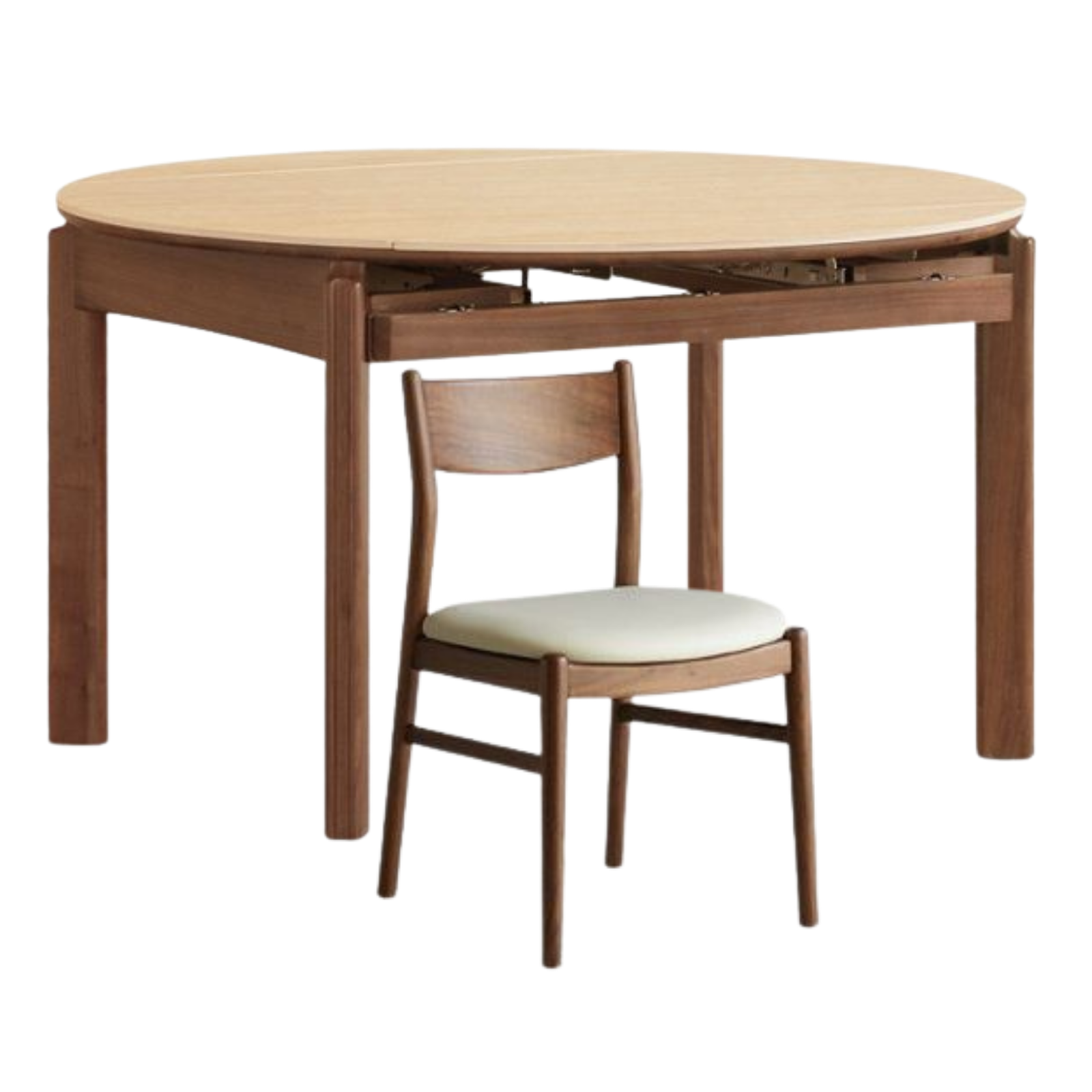 Black Walnut Solid Wood Folding Dining Table with Rock Plate Round Top