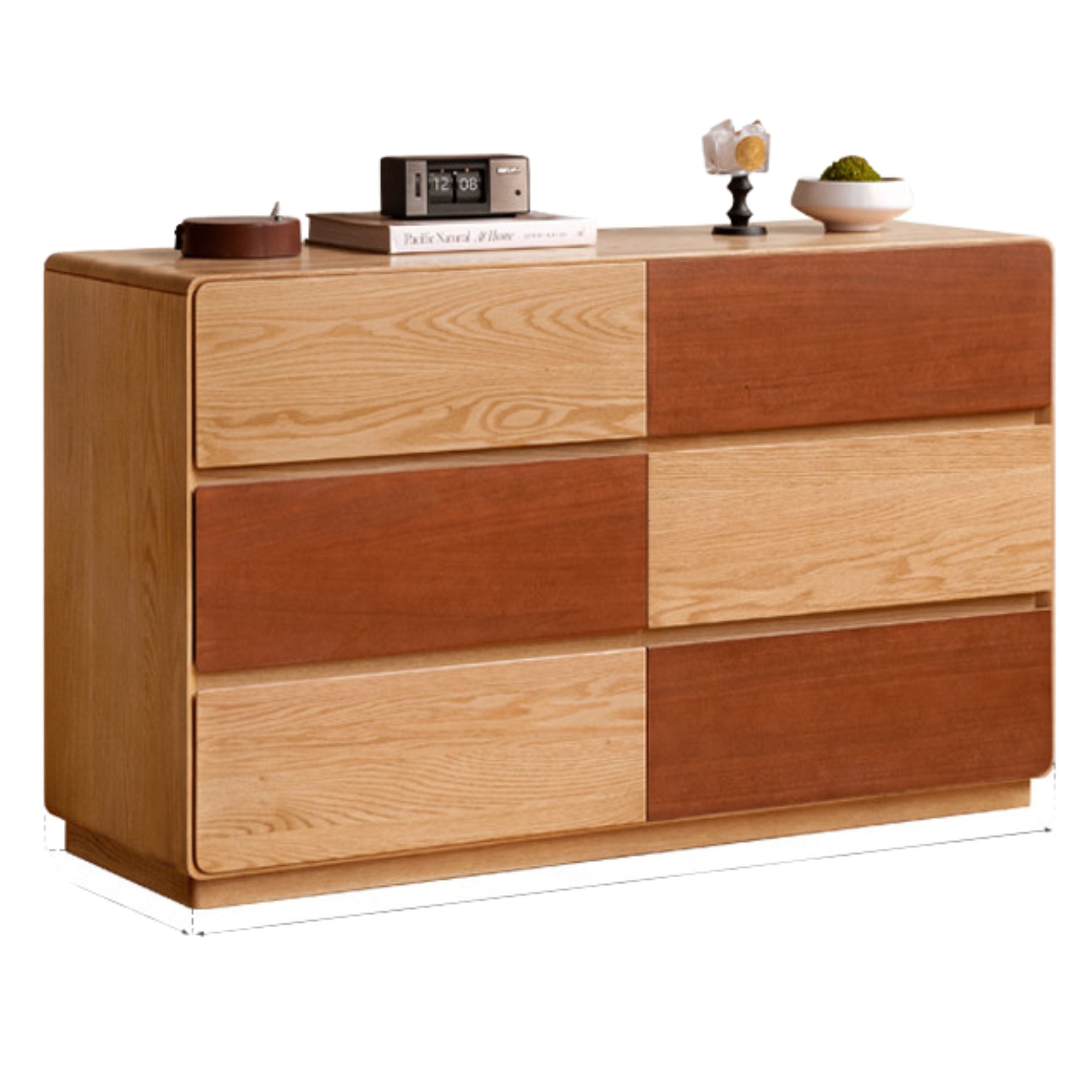 Oak Solid Wood Modern Drawer Cabinet.