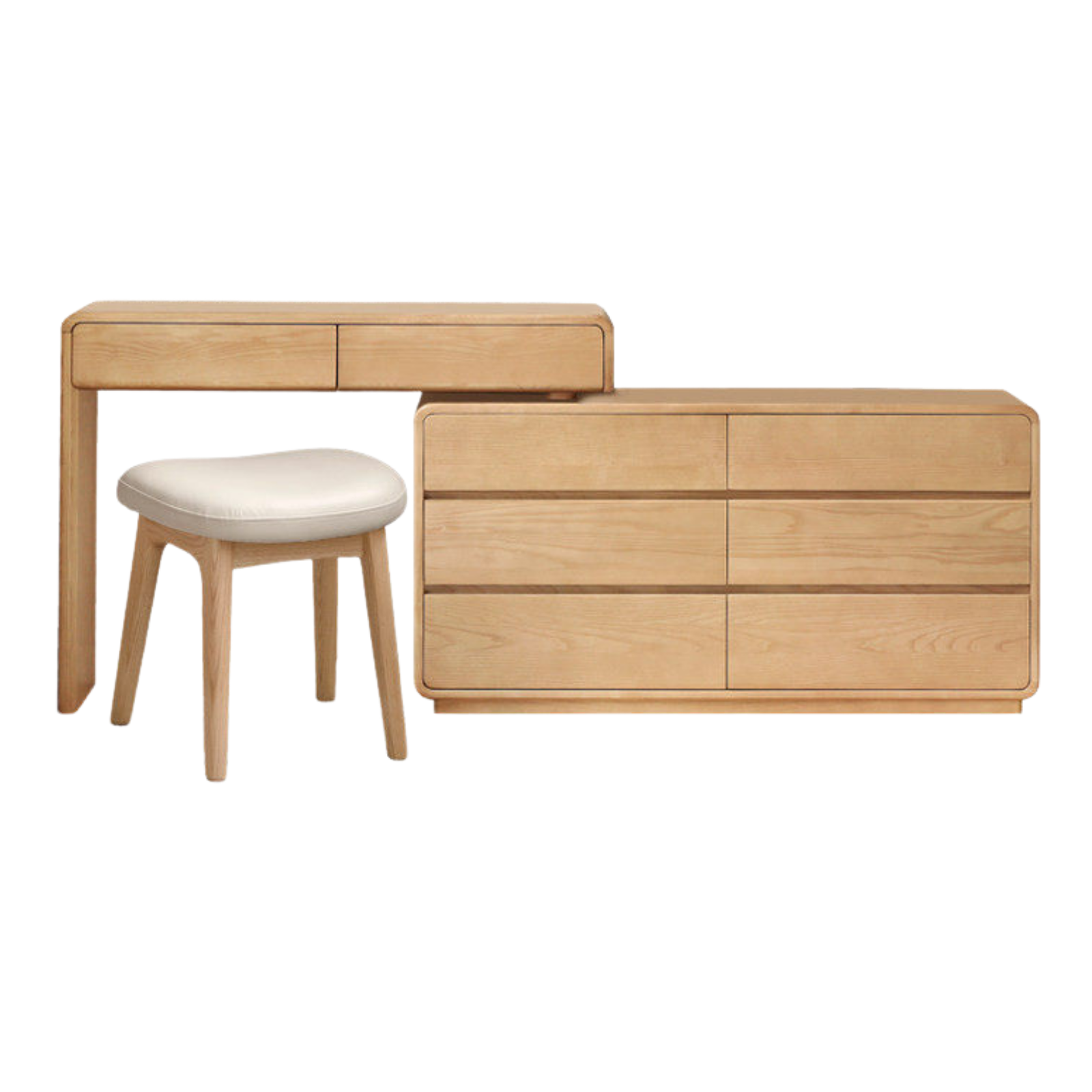 Ash Solid Wood Telescopic Vanity Table Integrated Storage.