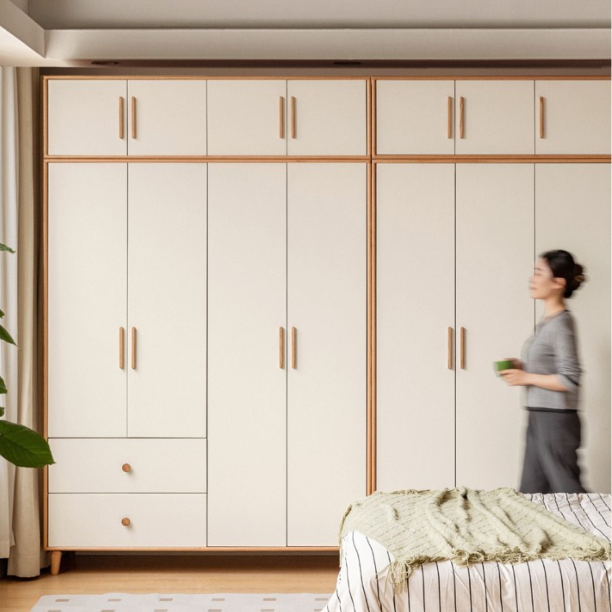 Oak Solid Wood Modern Wardrobe.