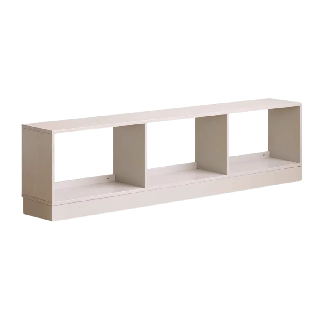 Oak Solid Wood Bookshelf Storage Rack Cream Style Full Wall Cabinet