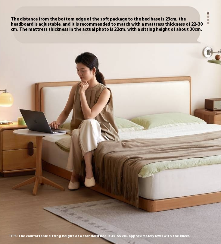 Beech Solid Wood Bed – Platform Bed with Soft Upholstery