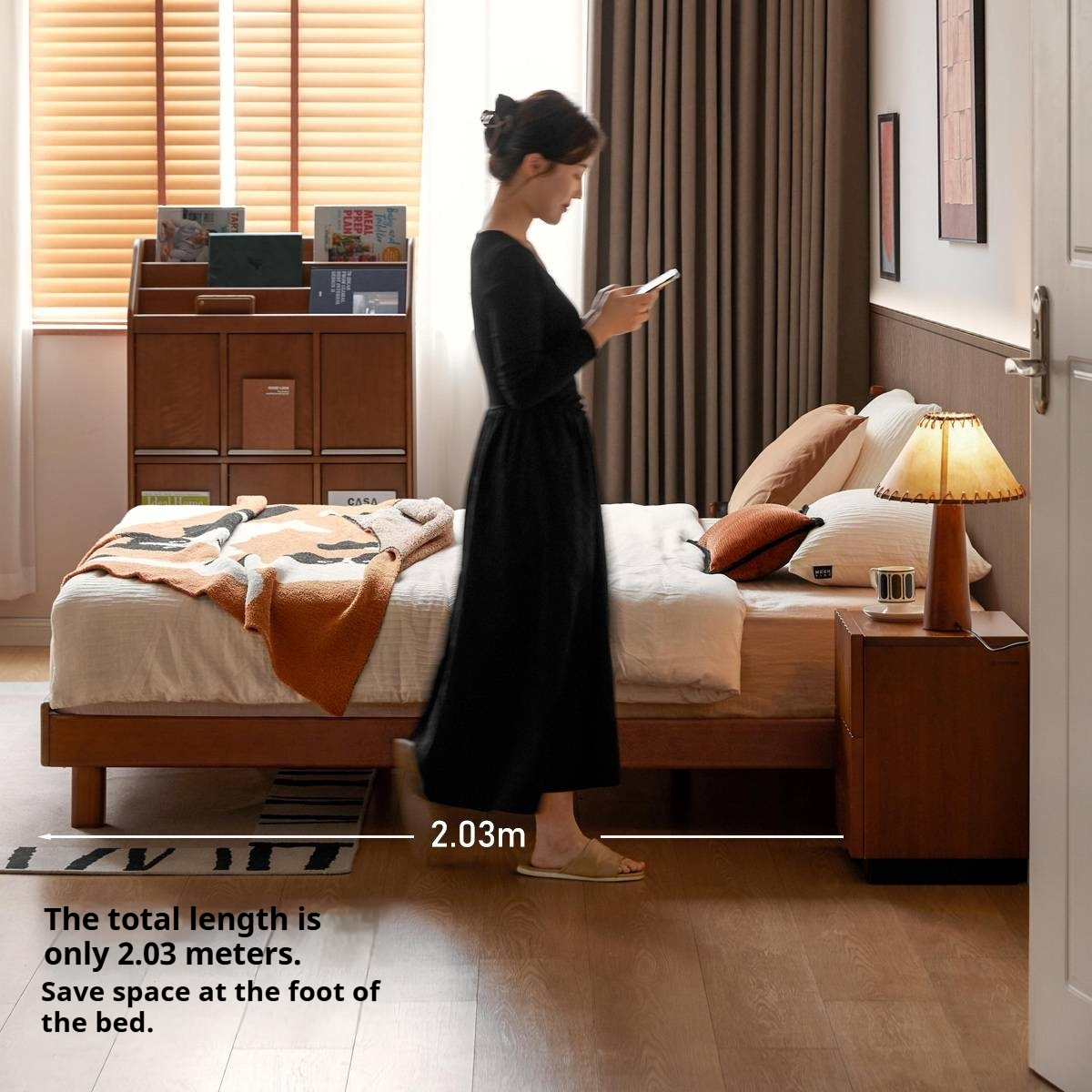 Poplar Solid Wood Platform Bed, Headboard-Free Bed