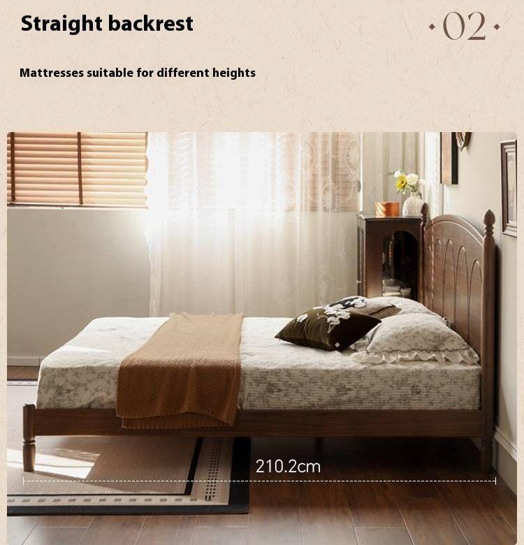 Poplar Solid Wood French Retro Bed