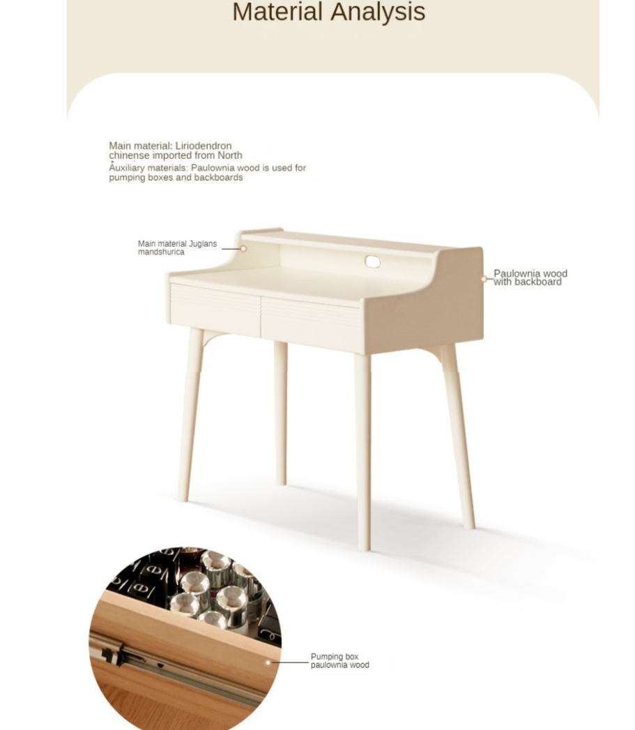 Poplar Solid Wood Dressing Table,computer desk Cream Style