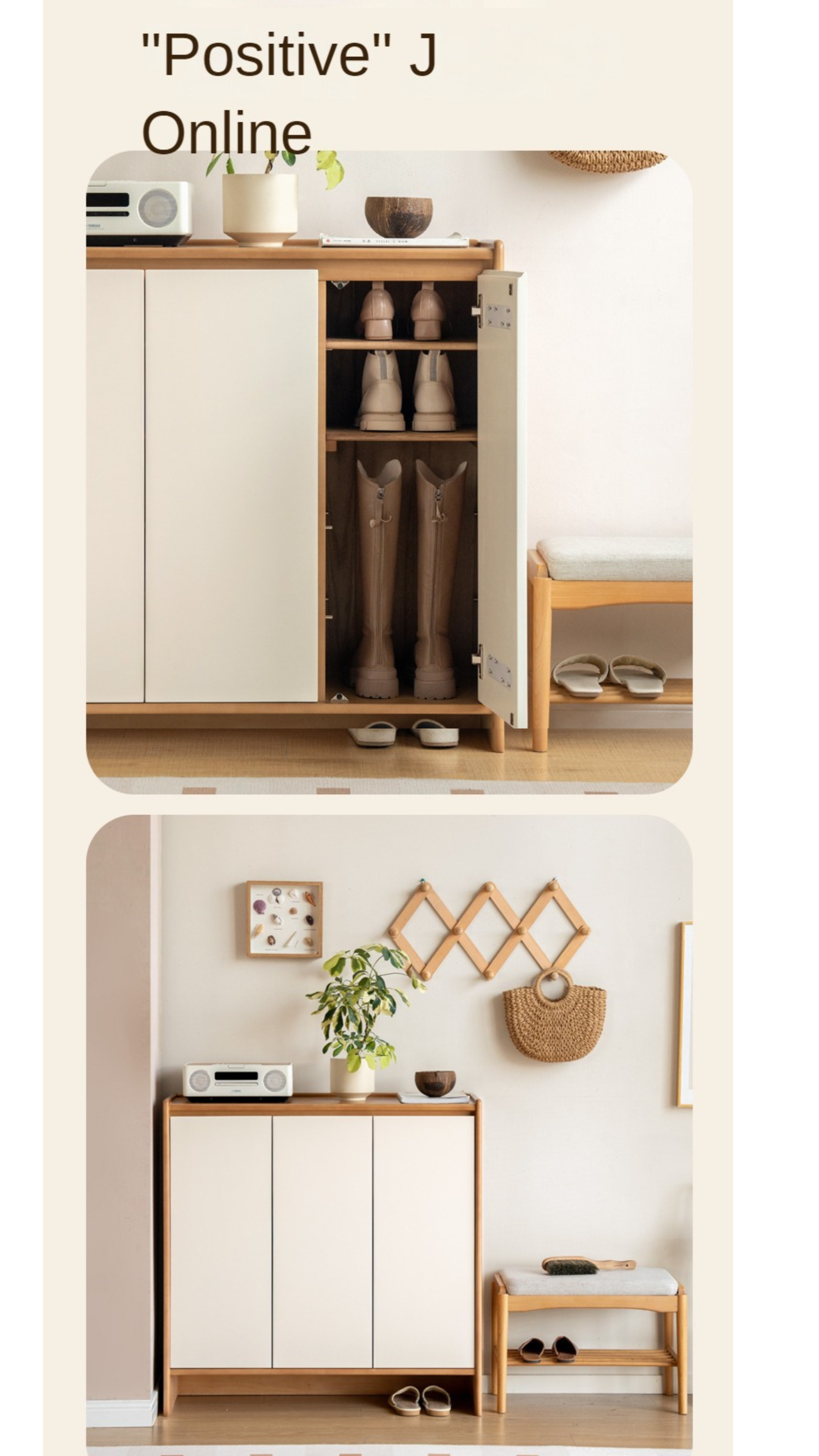 Solid Rubber Wood, Poplar Solid Wood Shoe Cabinet