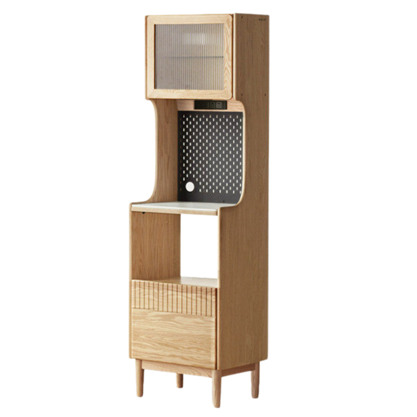 Solid RubberWood, Oak Solid Wood Sideboard Rock Board LED Light