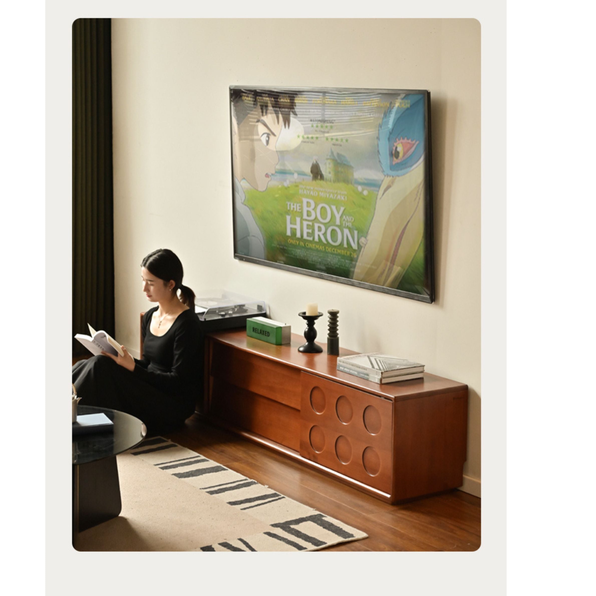 Poplar Solid Wood Medieval Style Retro TV Cabinet.