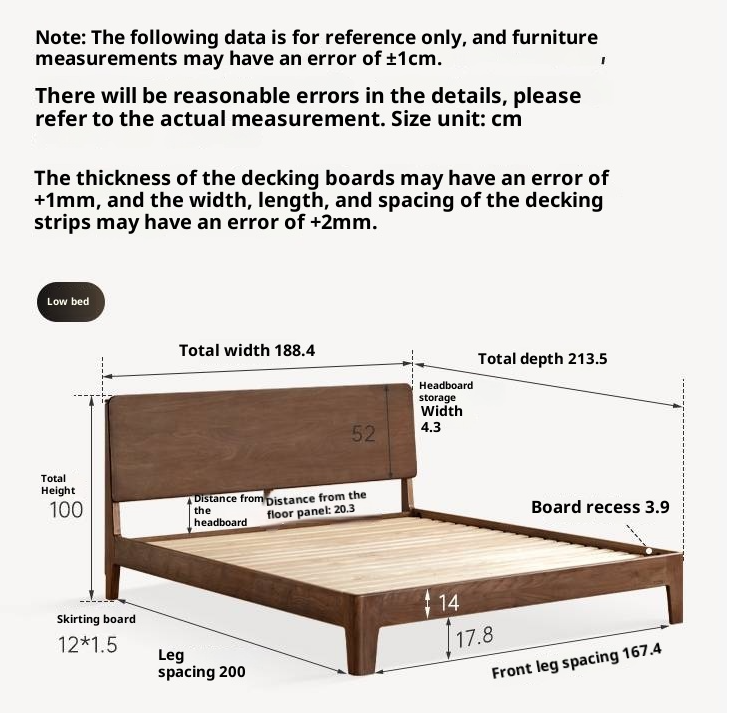 Black Walnut, Golden Sandalwood Solid Wood Italian Style Light Luxury Bed