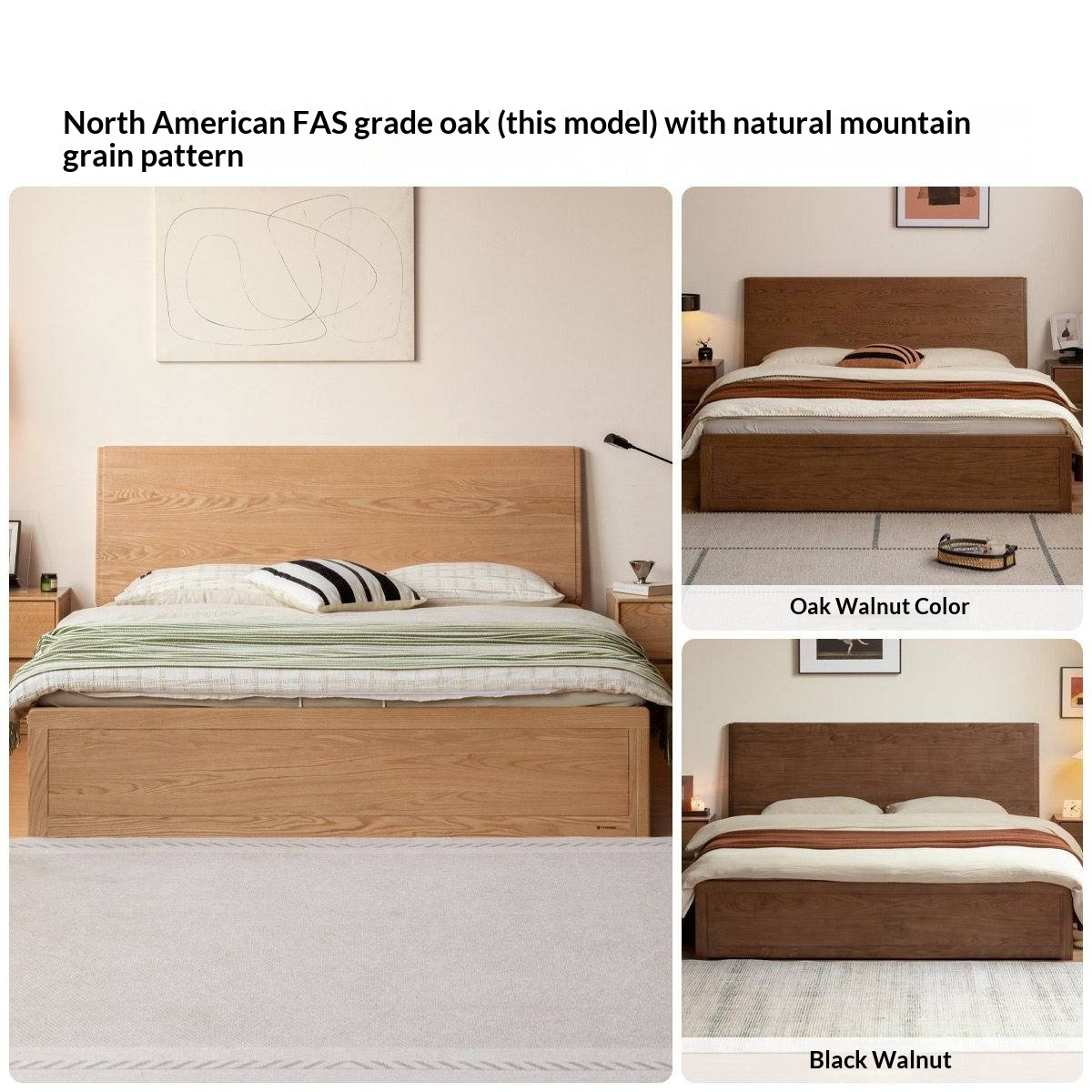 Oak Solid Wood Box Bed — Modern Minimalist Design