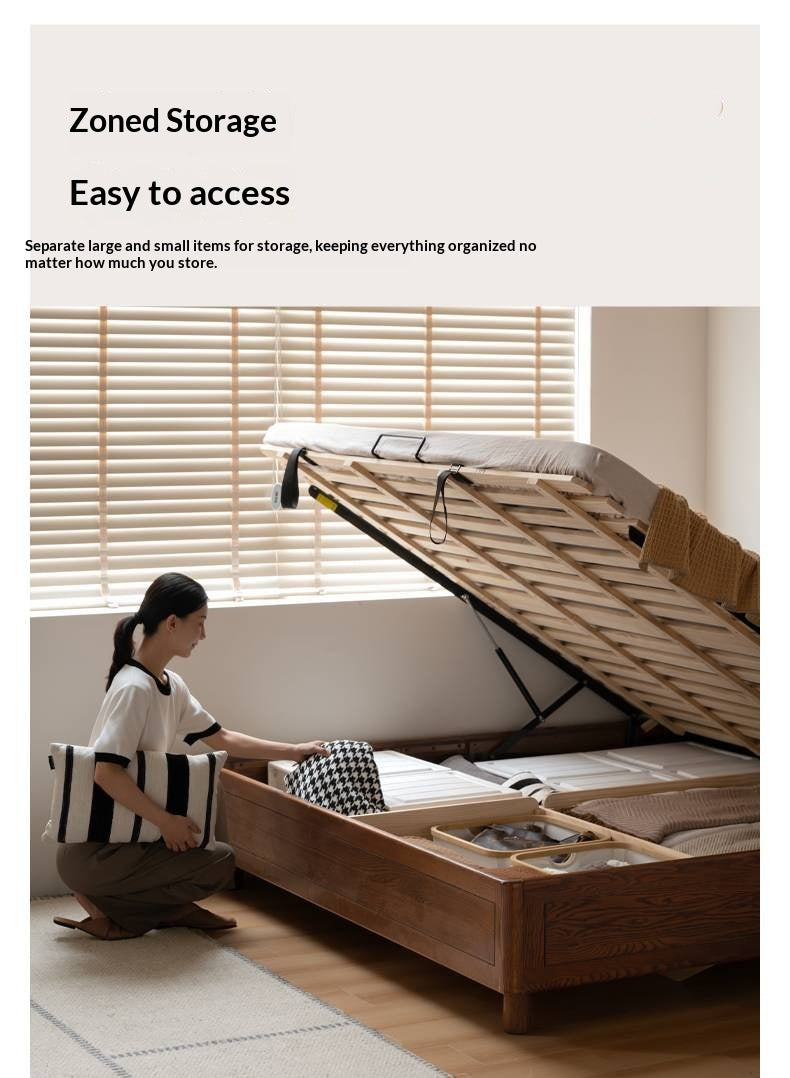 Oak Solid Wood Modern Platform Bed, Headboard-Free Box Bed