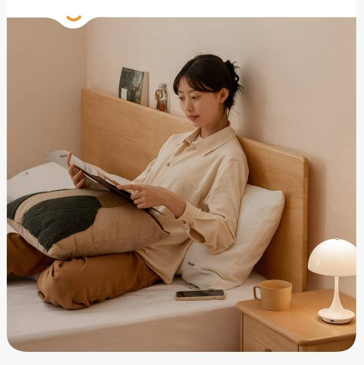 European Beech Solid Wood Bed — Nordic Minimalist Style