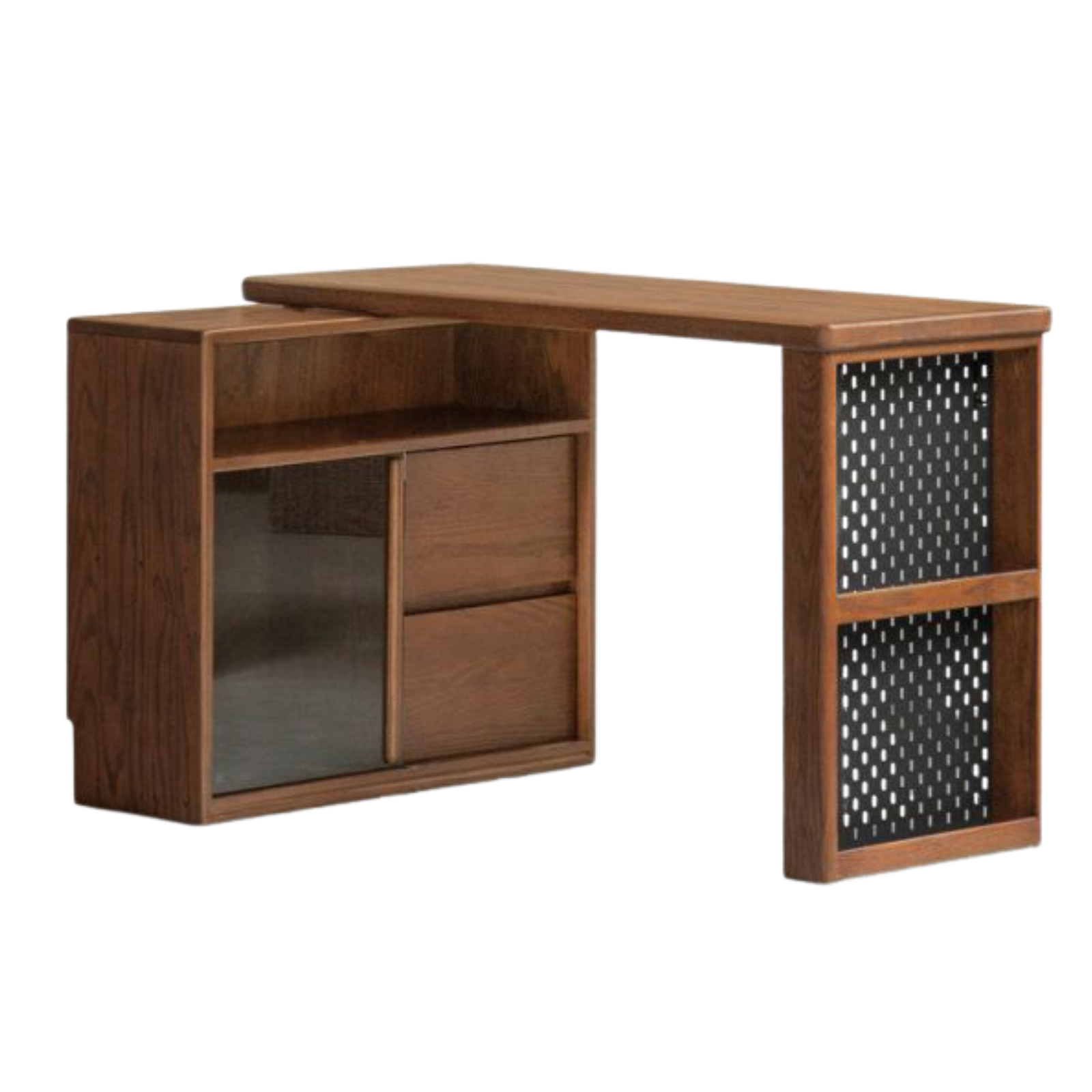 Solid Rubberwood, Oak Solid Wood Telescopic Corner Office Desk