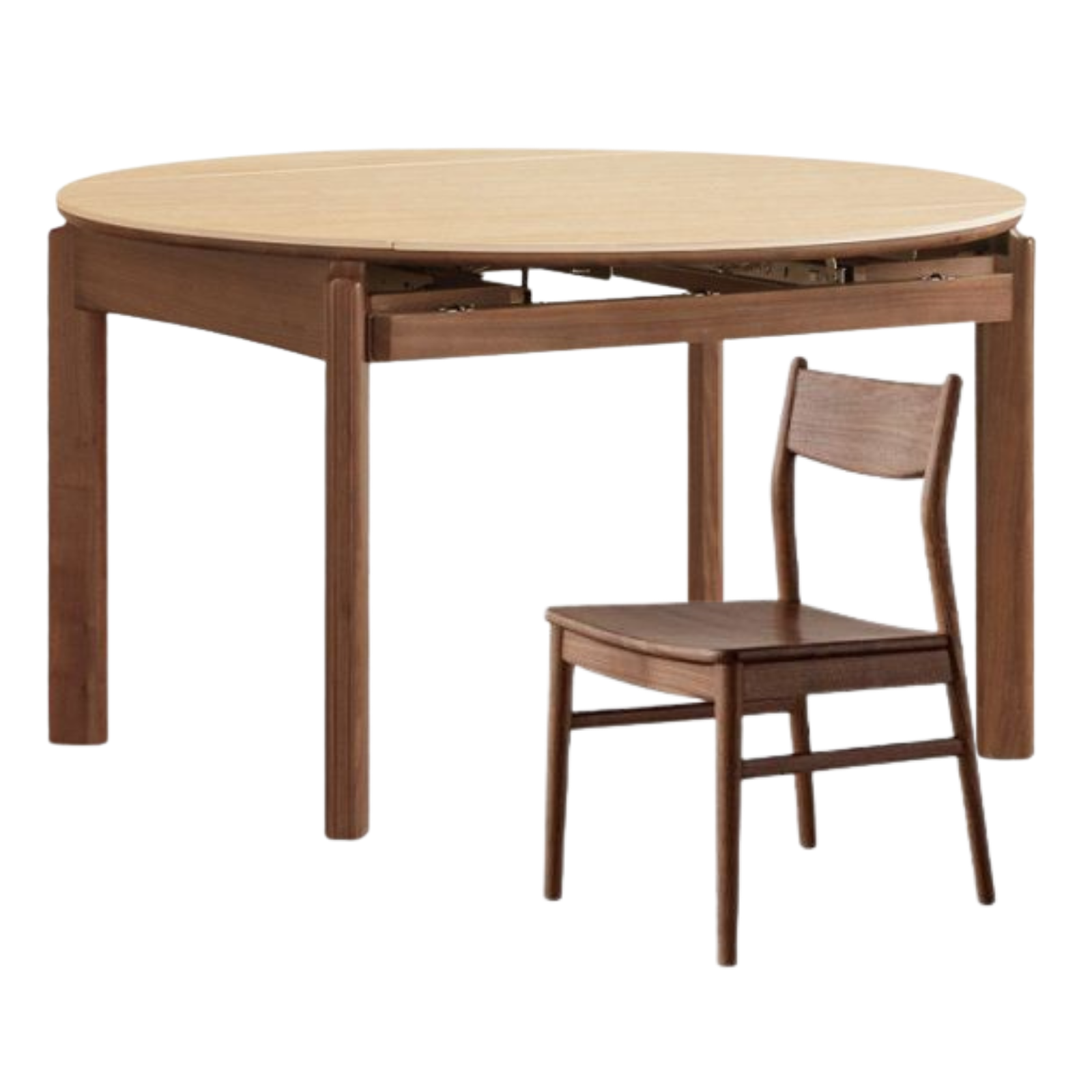 Black Walnut Solid Wood Folding Dining Table with Rock Plate Round Top