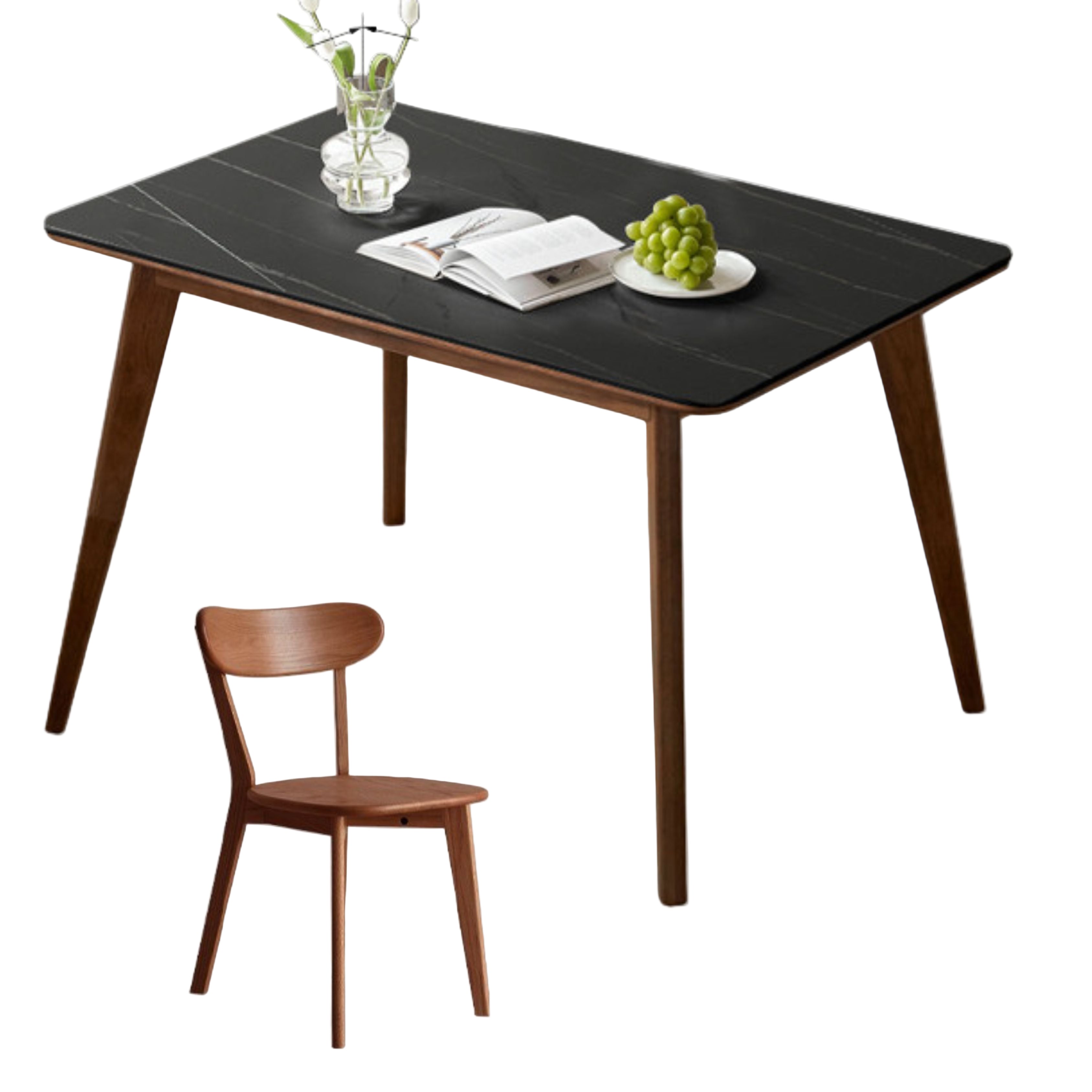 Ash, Oak Solid Wood Modern Rock Plate Dining Table
