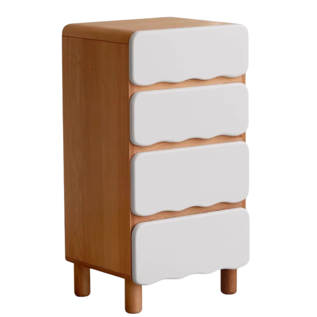 Oak Solid Wood Children's Narrow Cabinet High Drawer Storage