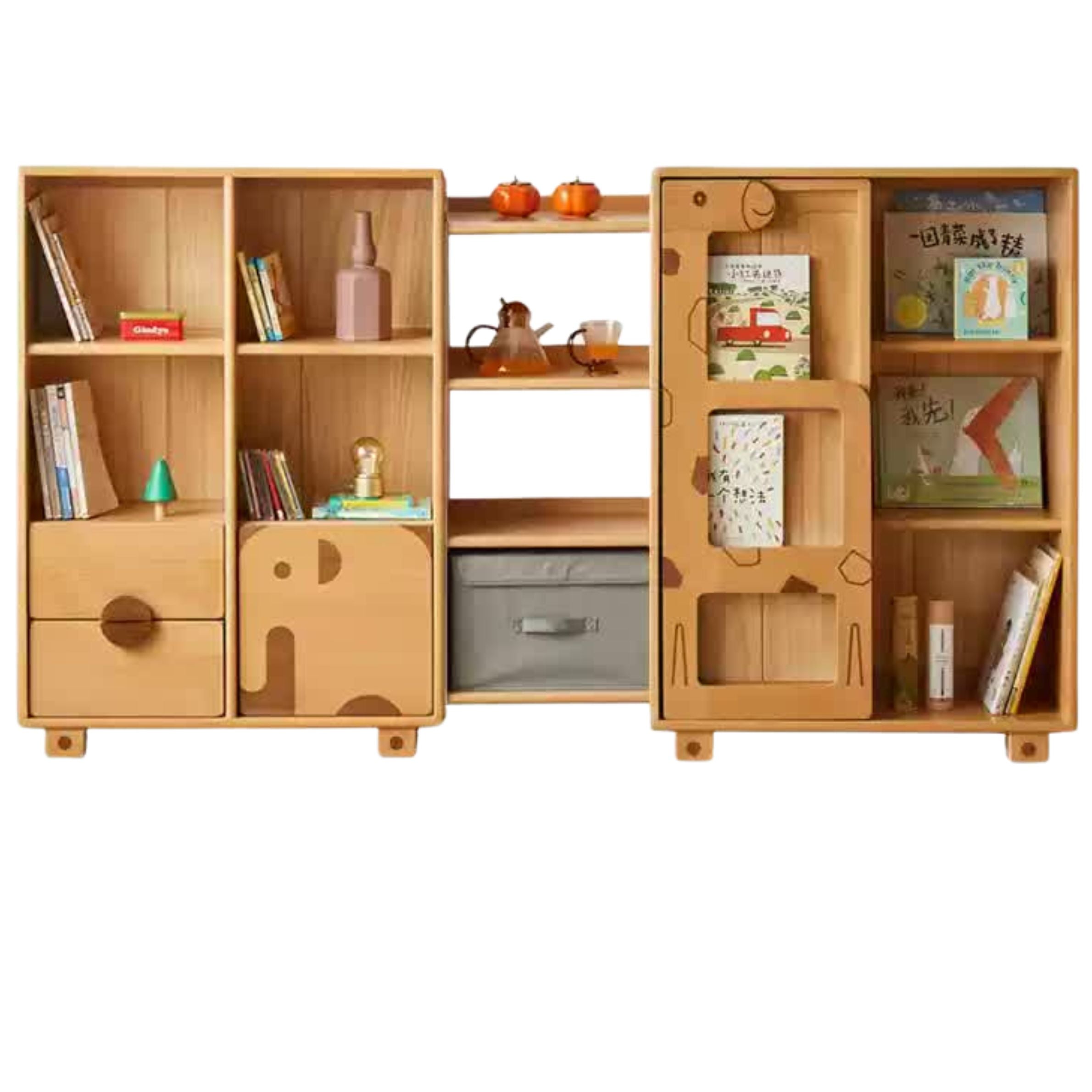 Oak Solid Wood Multi-Layer Children's Bookcase