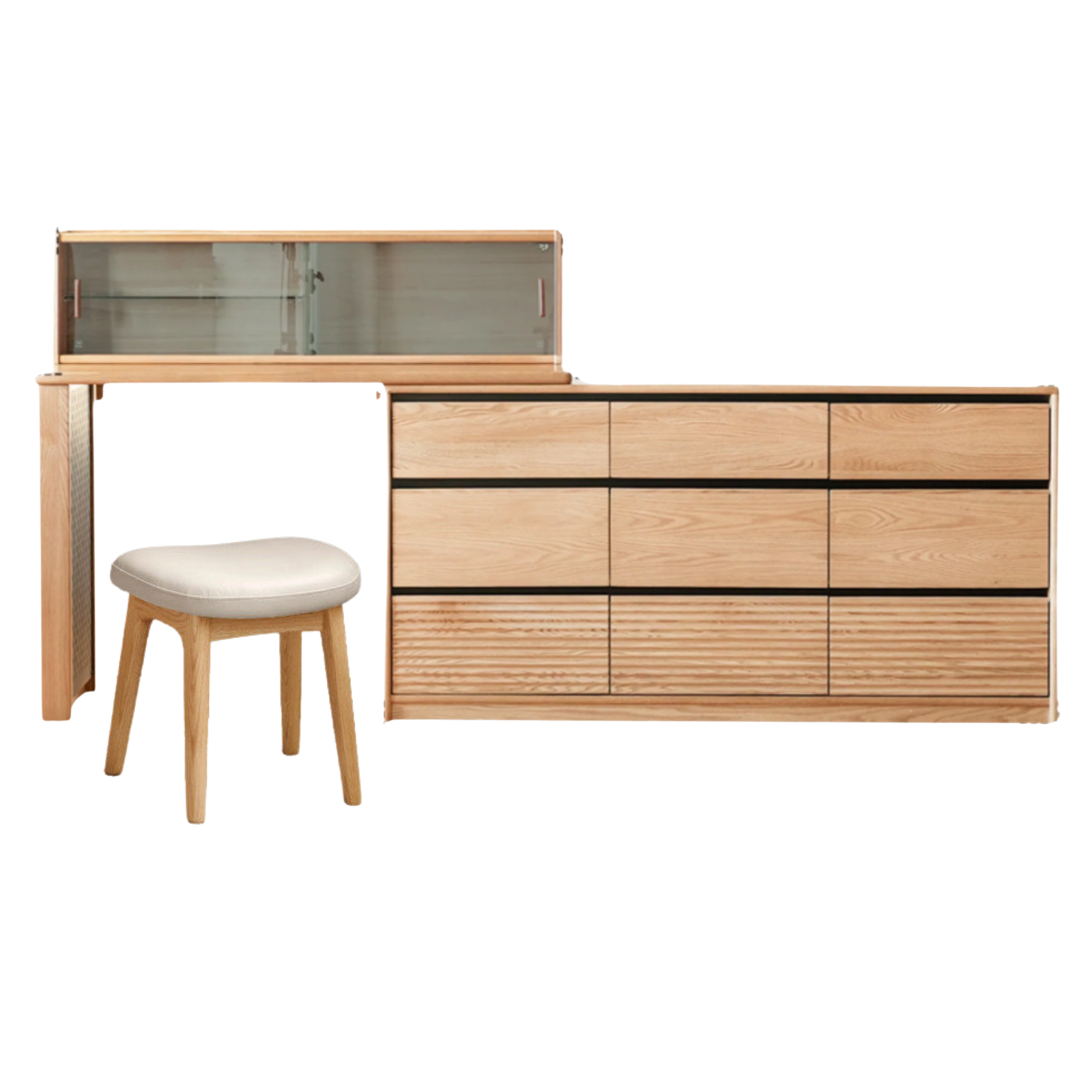 Oak, Ash Solid Wood Modern Telescopic Vanity Table.