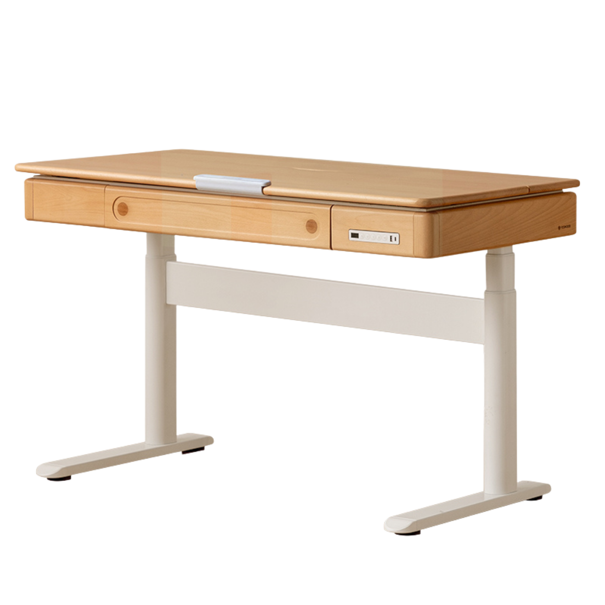 Beech Solid Wood Children's Study Desk with Electric Lift