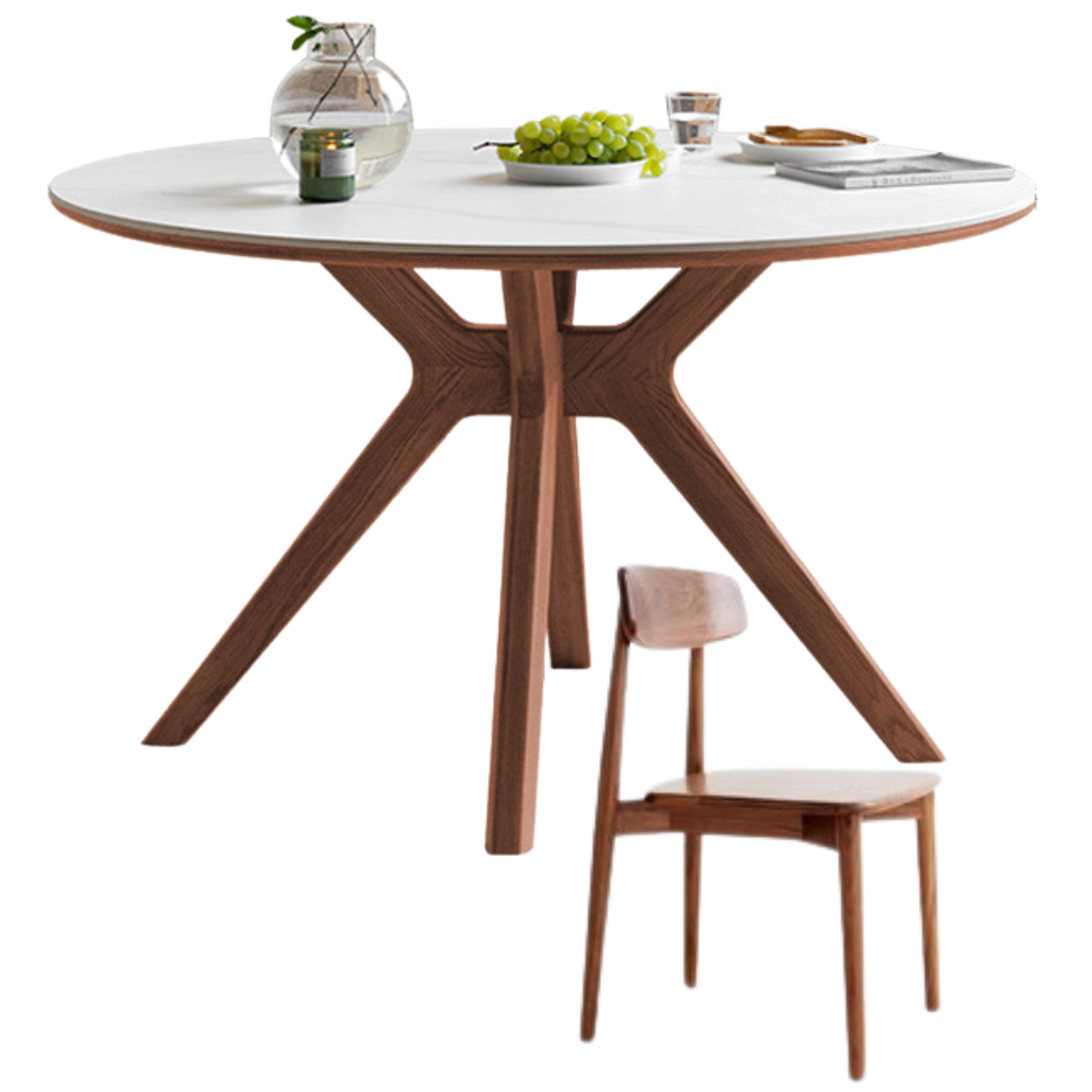 Black Walnut Solid Wood Round Dining Table