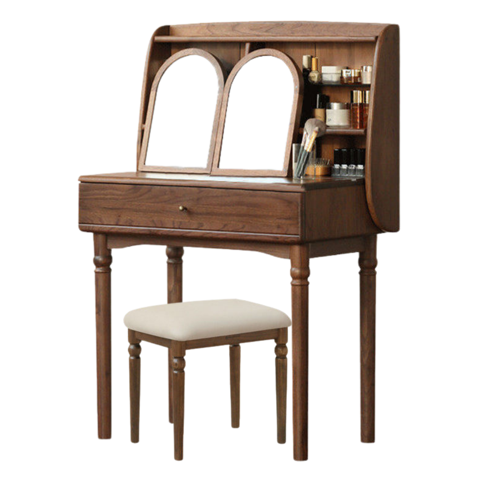 Black Walnut Solid Wood French Retro Vanity Table.