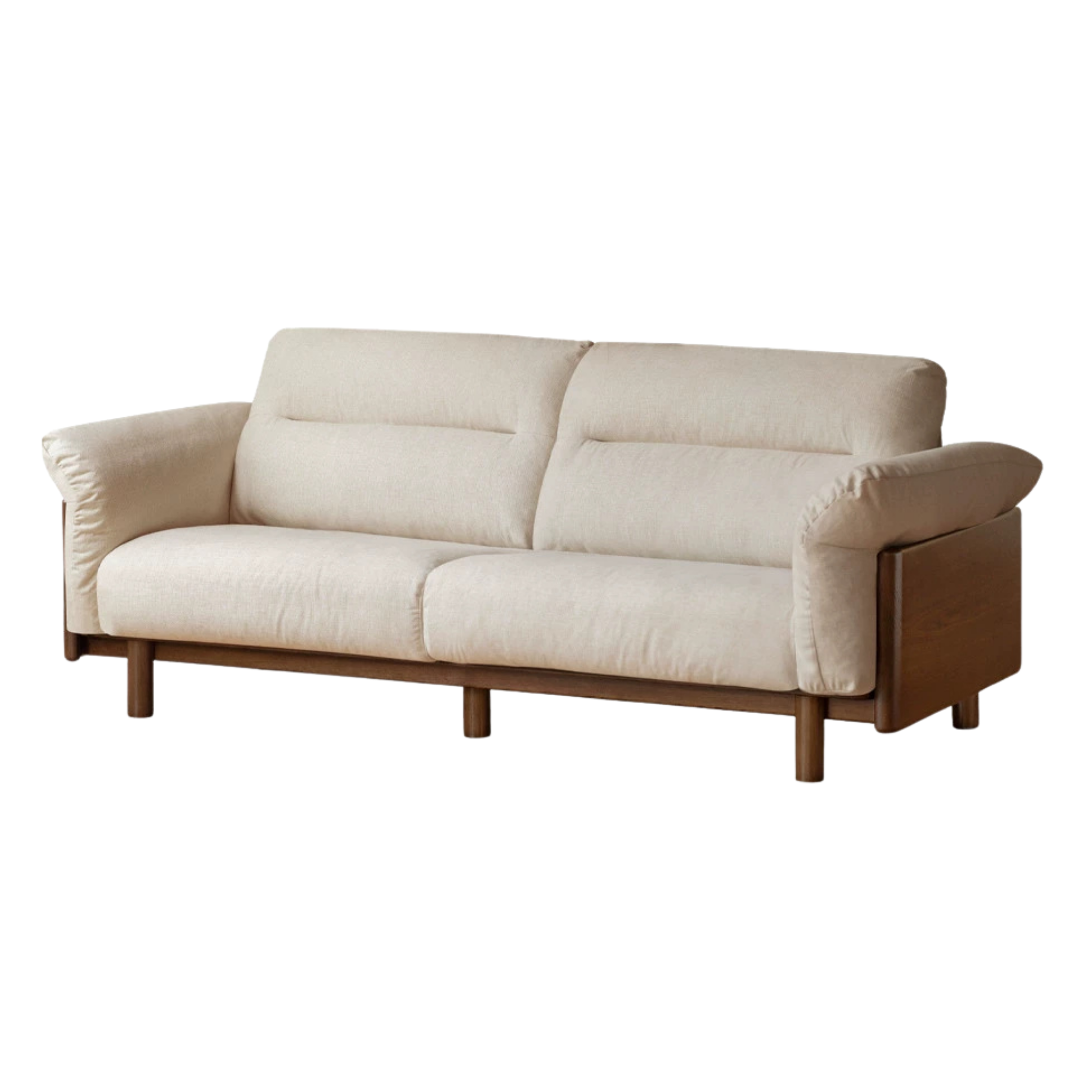 Black Walnut, Oak Solid Wood Sofa Genuine Leather, fabrics