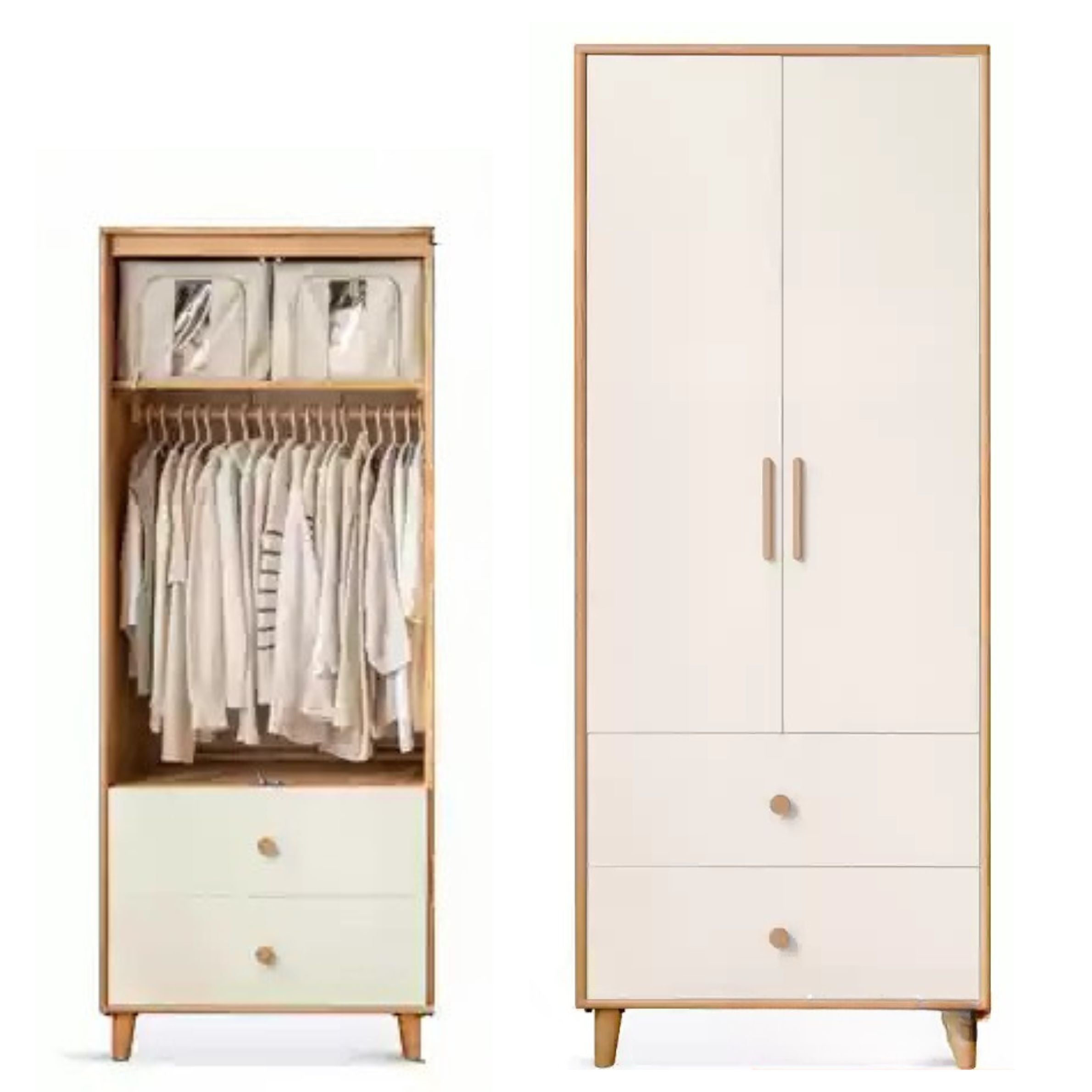 Oak Solid Wood Modern Wardrobe.