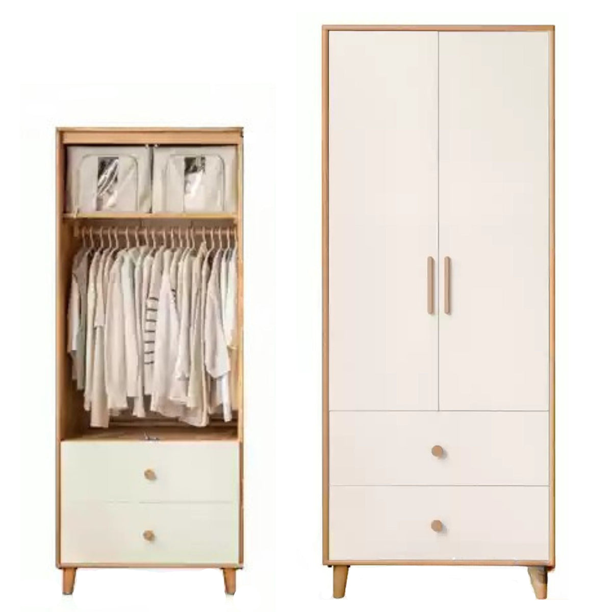 Oak Solid Wood Modern Wardrobe