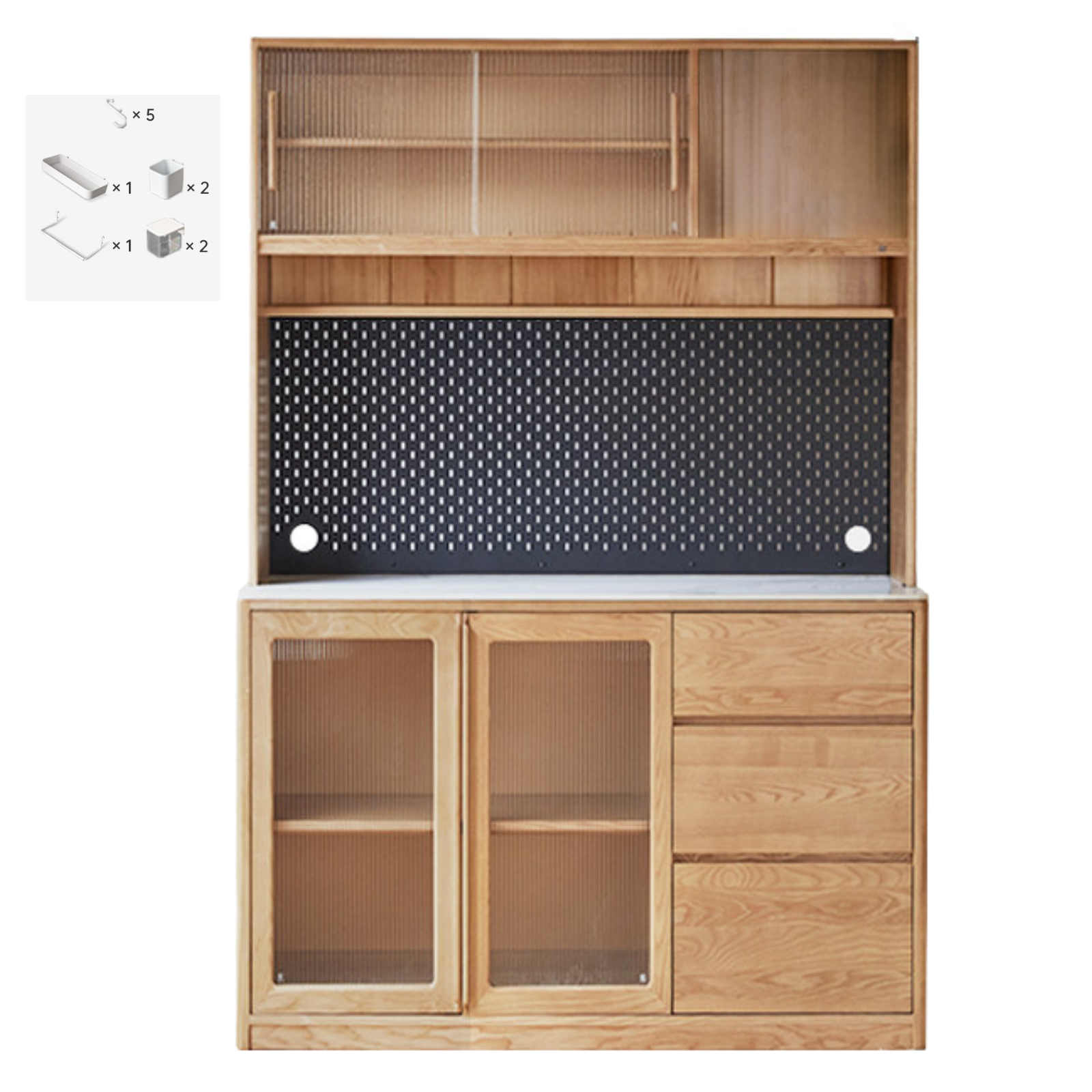 Ash Solid Wood White Wax Rock Plate Sideboard