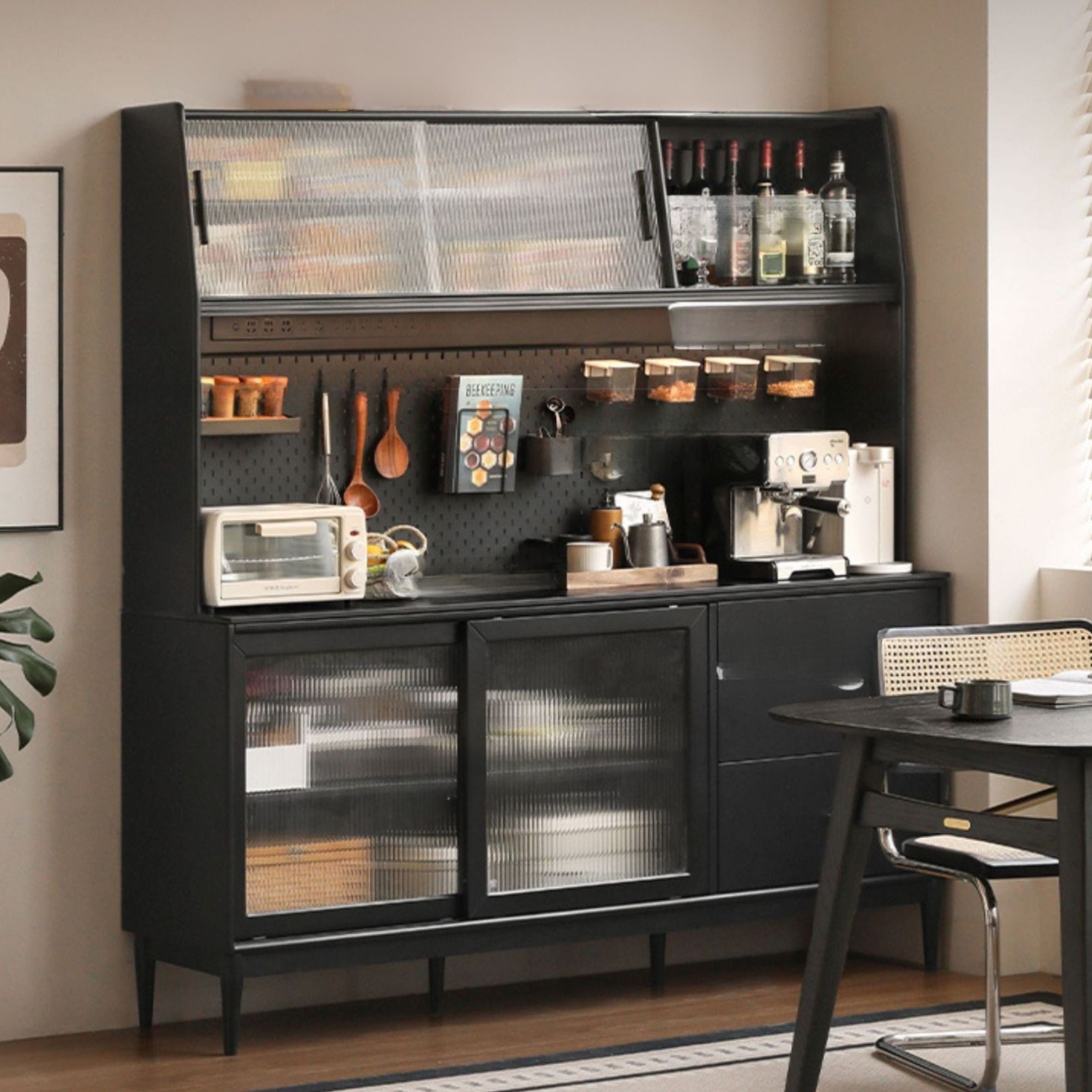 Solid Rubberwood Restaurant Modern Sideboard