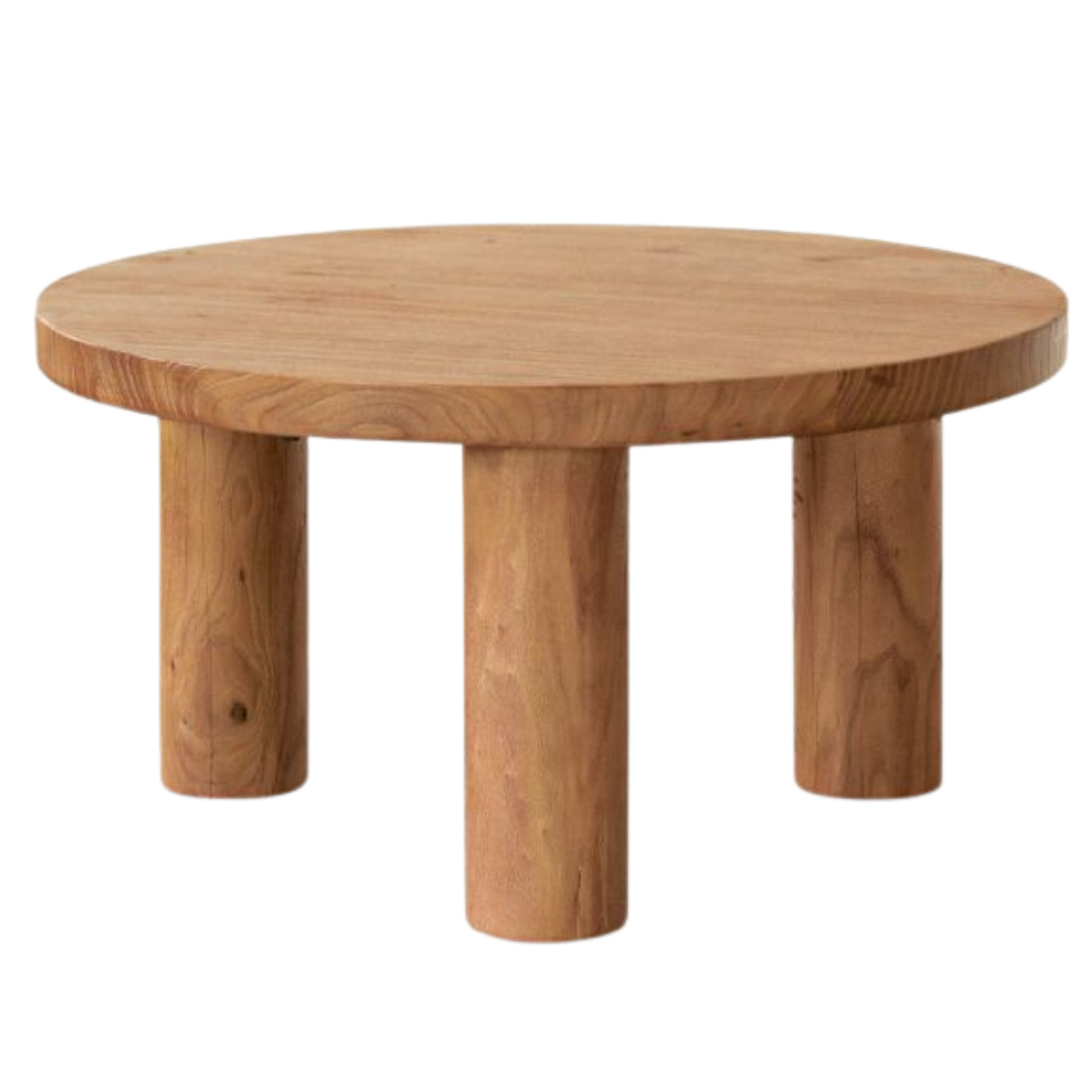 Elm Solid Wood Round Tea Table with Wind-Inspired Design