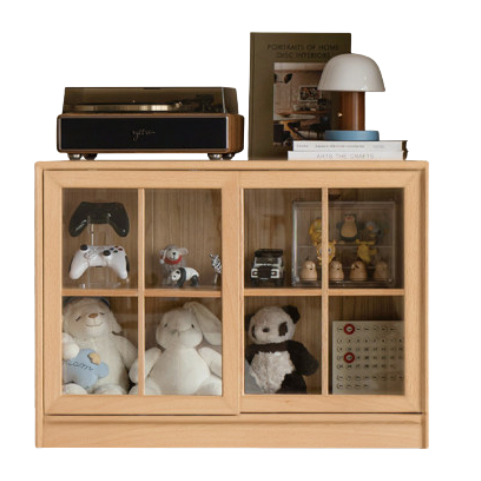 Oak, Beech Solid Wood Bookcase Floor to Floor Free Combination Sliding Door