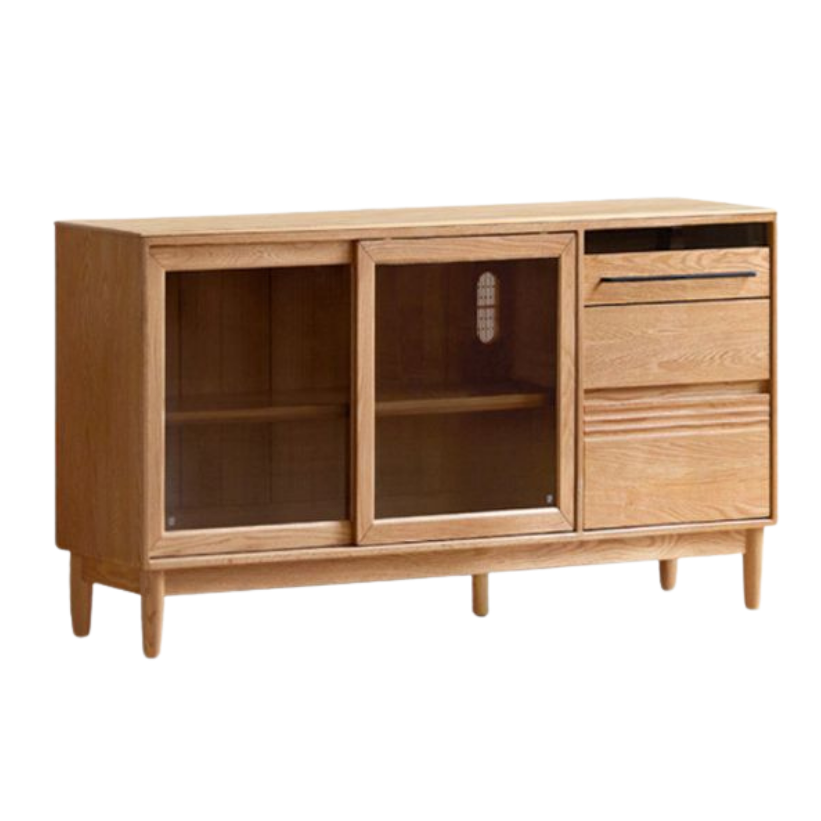 Oak Solid Wood Buffet Cabinet with Slab Surface, Sideboard